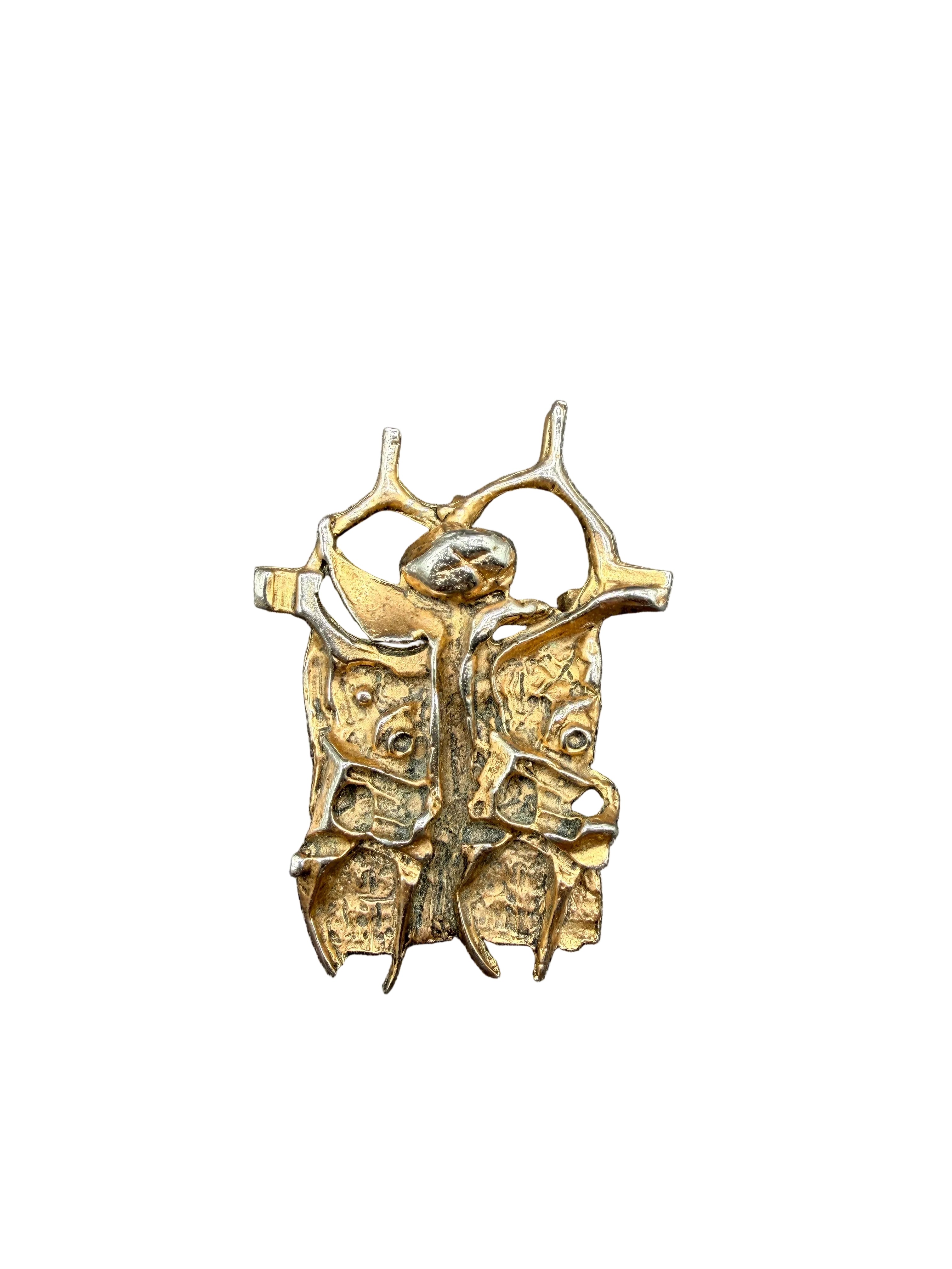 1960s Igael Tumarkin Signed “Prisoner of Conscience” Brutalist Brooch/Pendant