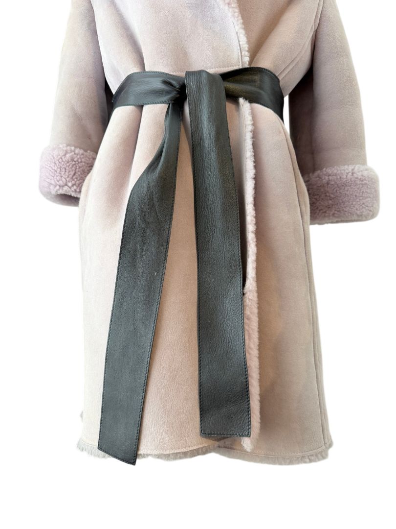 Marni Lavender Suede Shearling Coat with Horn Toggle Closures