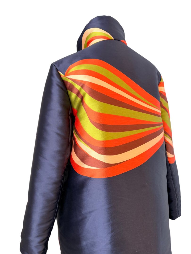 Reversible Navy Puffy Coat with Color Splash Swoosh