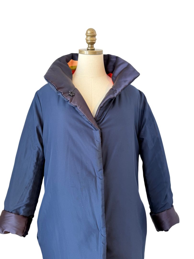 Reversible Navy Puffy Coat with Color Splash Swoosh