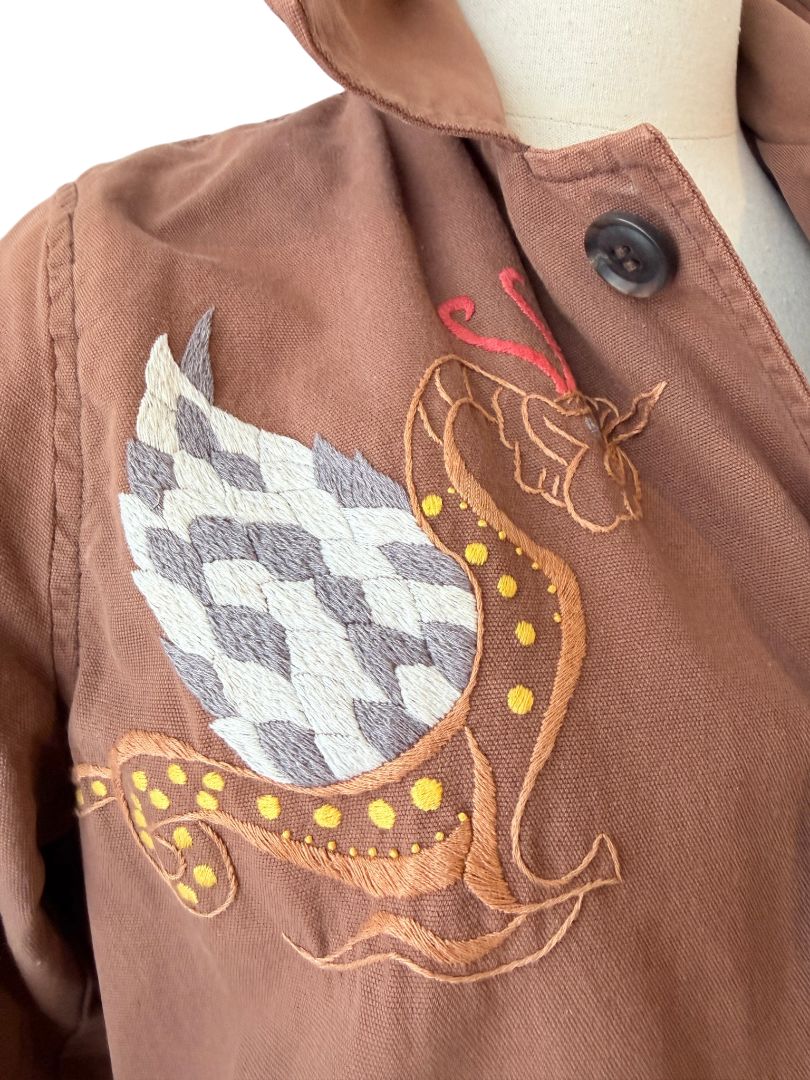 Embroidered Floral Statement Trench Coat by Muriel Brandolini
