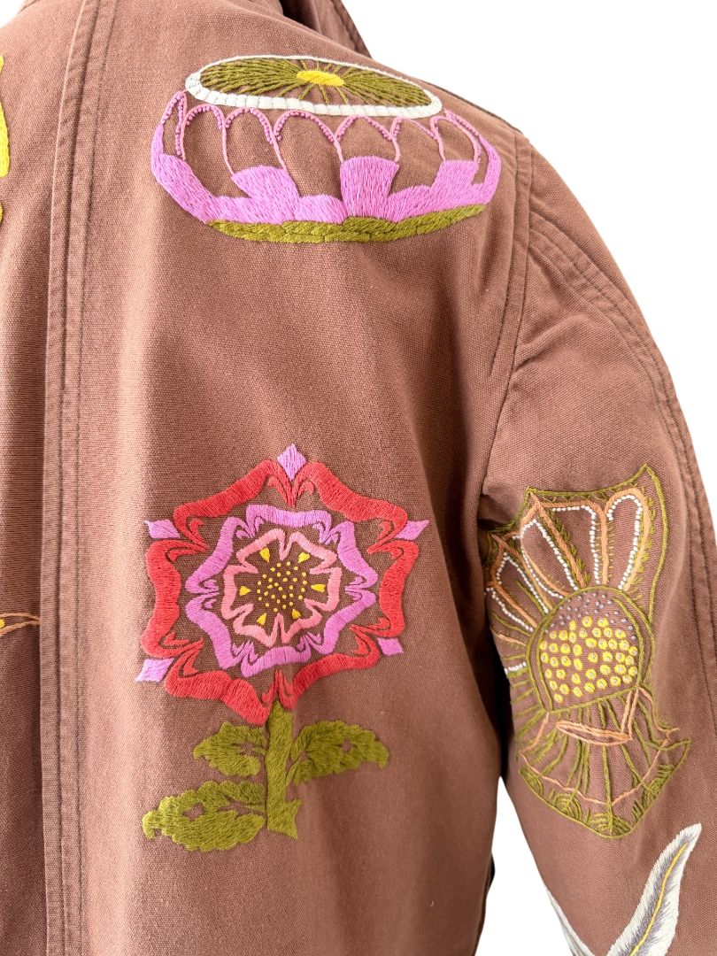Embroidered Floral Statement Trench Coat by Muriel Brandolini