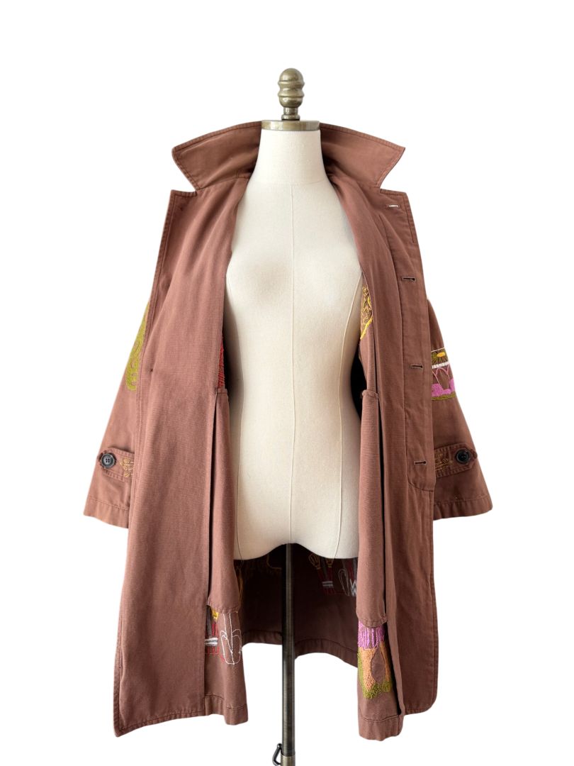 Embroidered Floral Statement Trench Coat by Muriel Brandolini