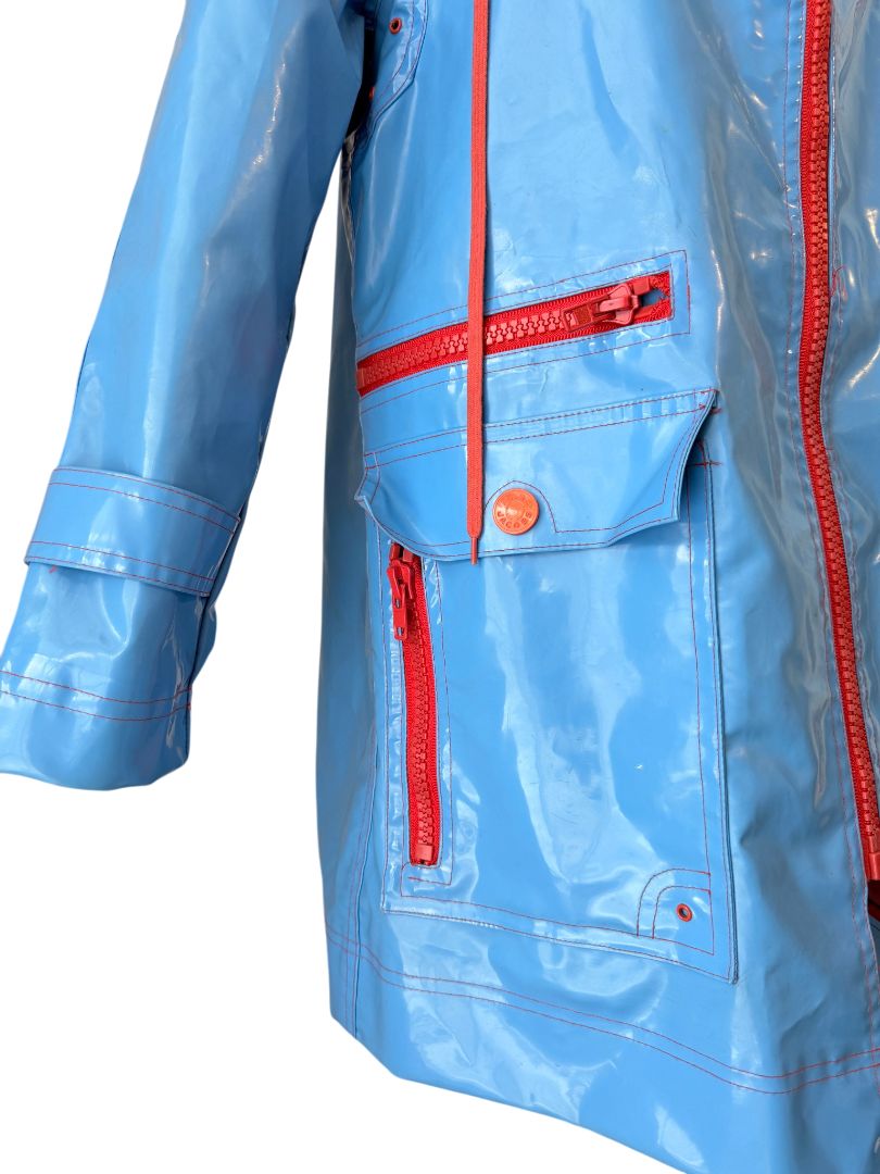 Bold Colorblock Vinyl Hooded Rain Coat by Marc Jacobs