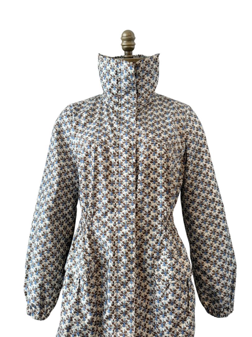 Chic Zip-Front Rain Parka with Smocked Waist by Tory Burch