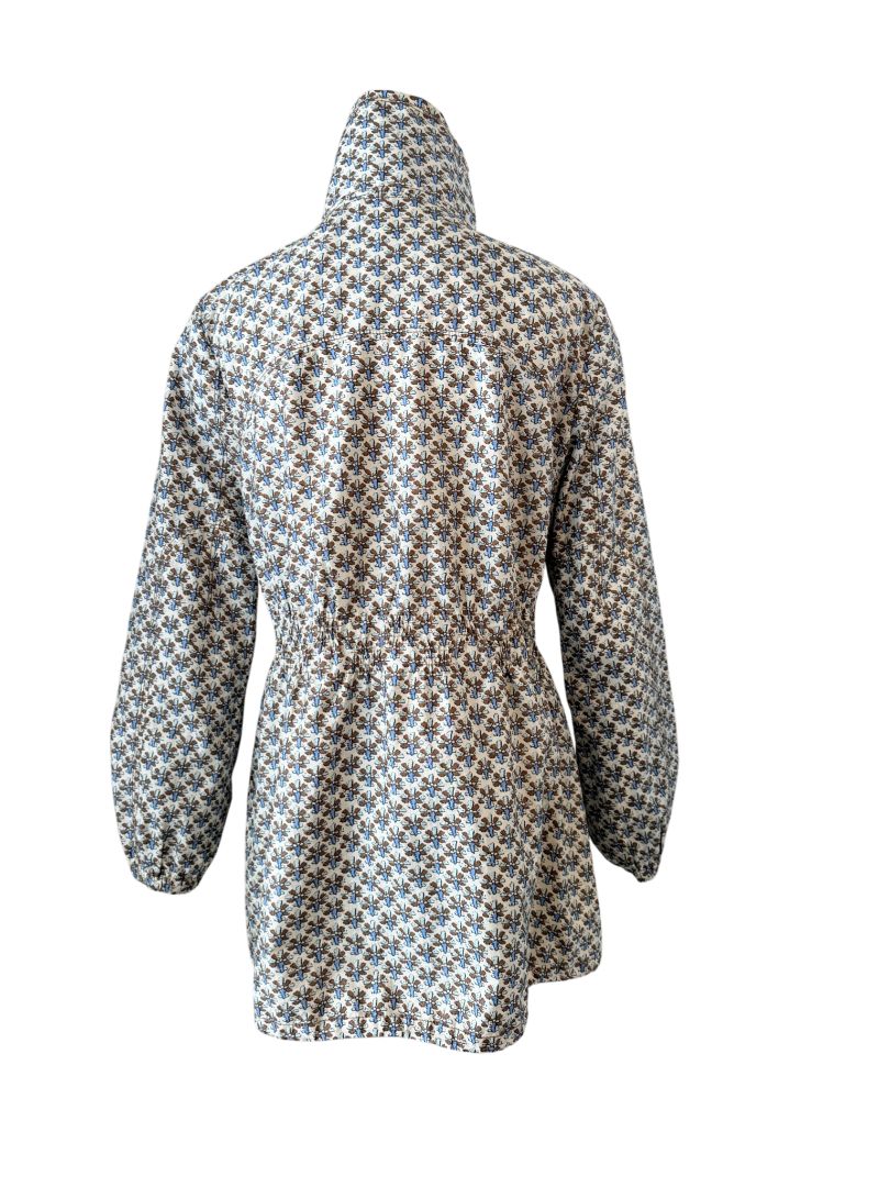 Chic Zip-Front Rain Parka with Smocked Waist by Tory Burch
