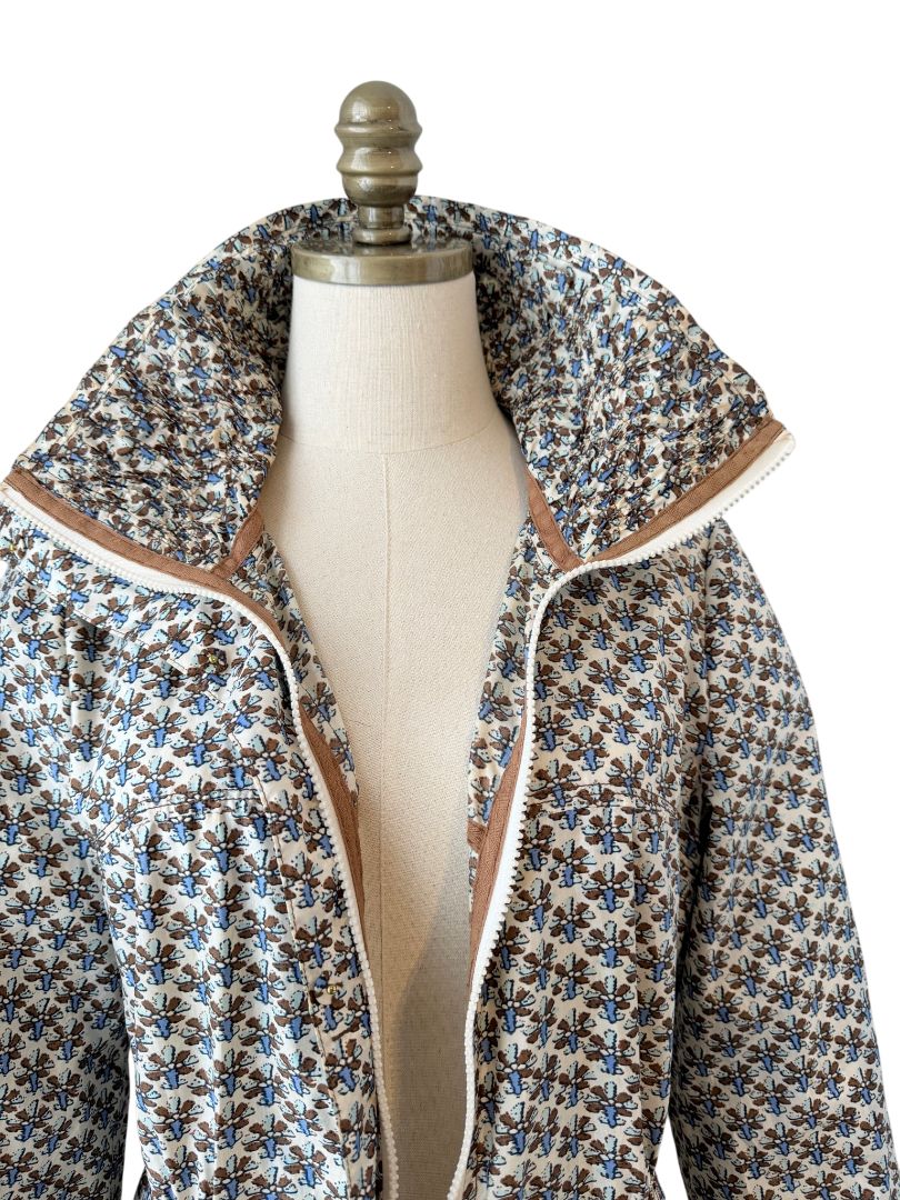 Chic Zip-Front Rain Parka with Smocked Waist by Tory Burch