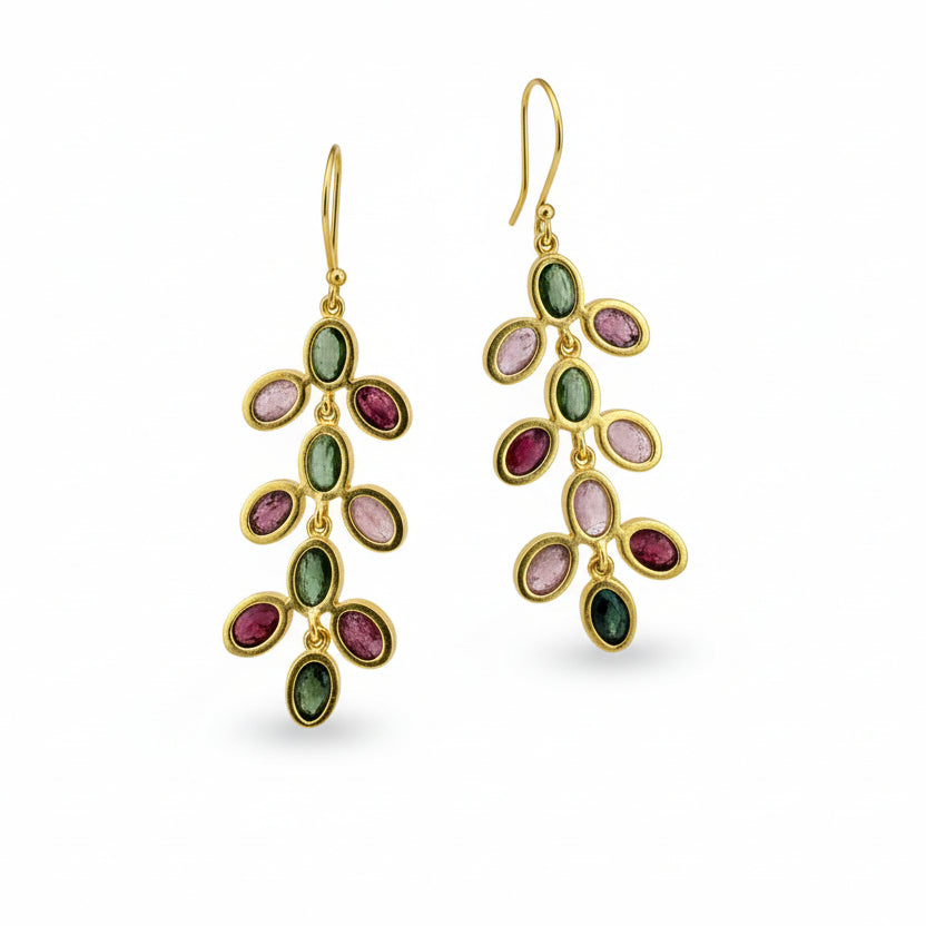 Golden Vine Amethyst Dangle Earrings