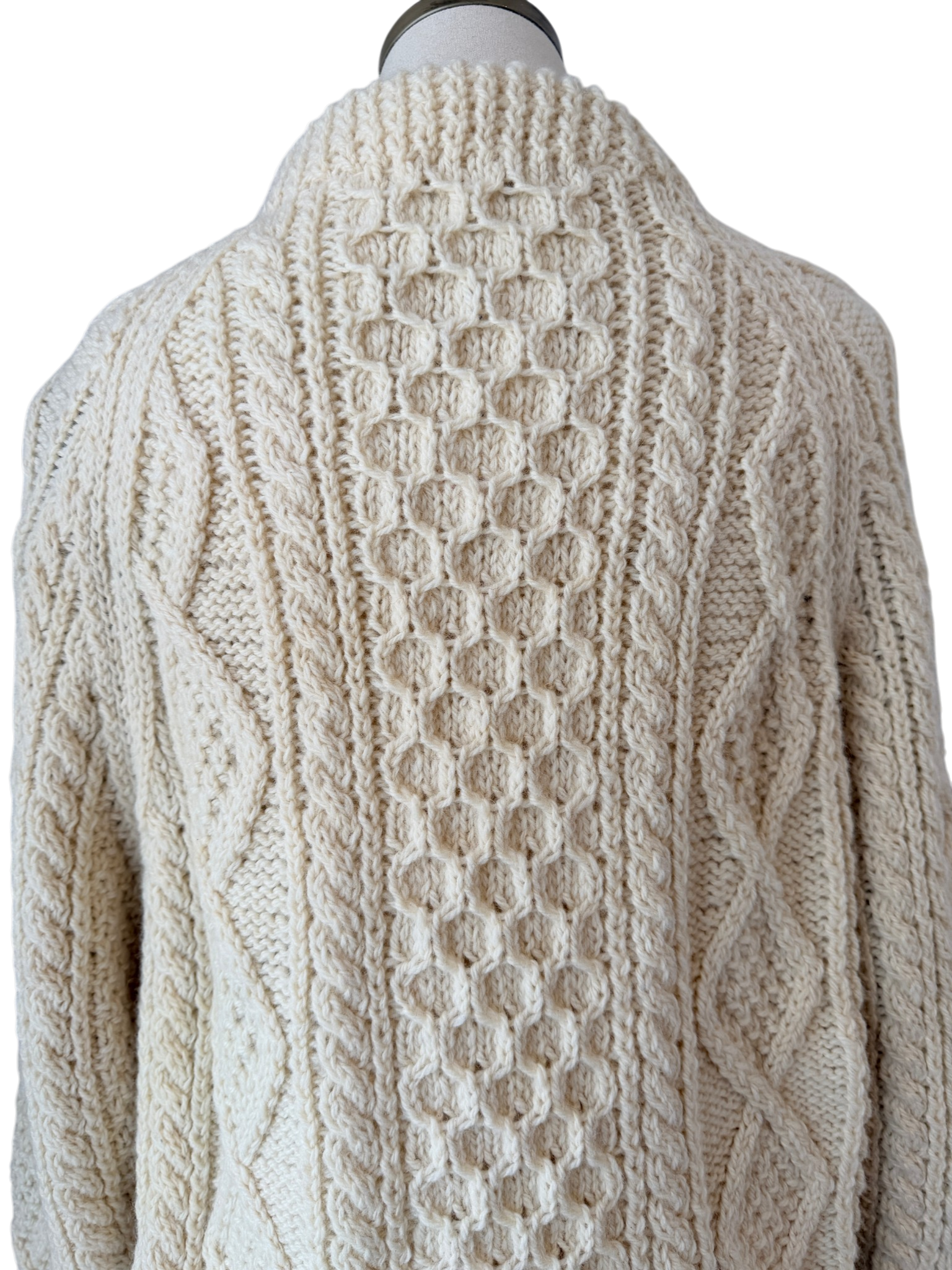 1970s Quill Knit Ivory Aran Sweater & Beret Set (2-Piece)