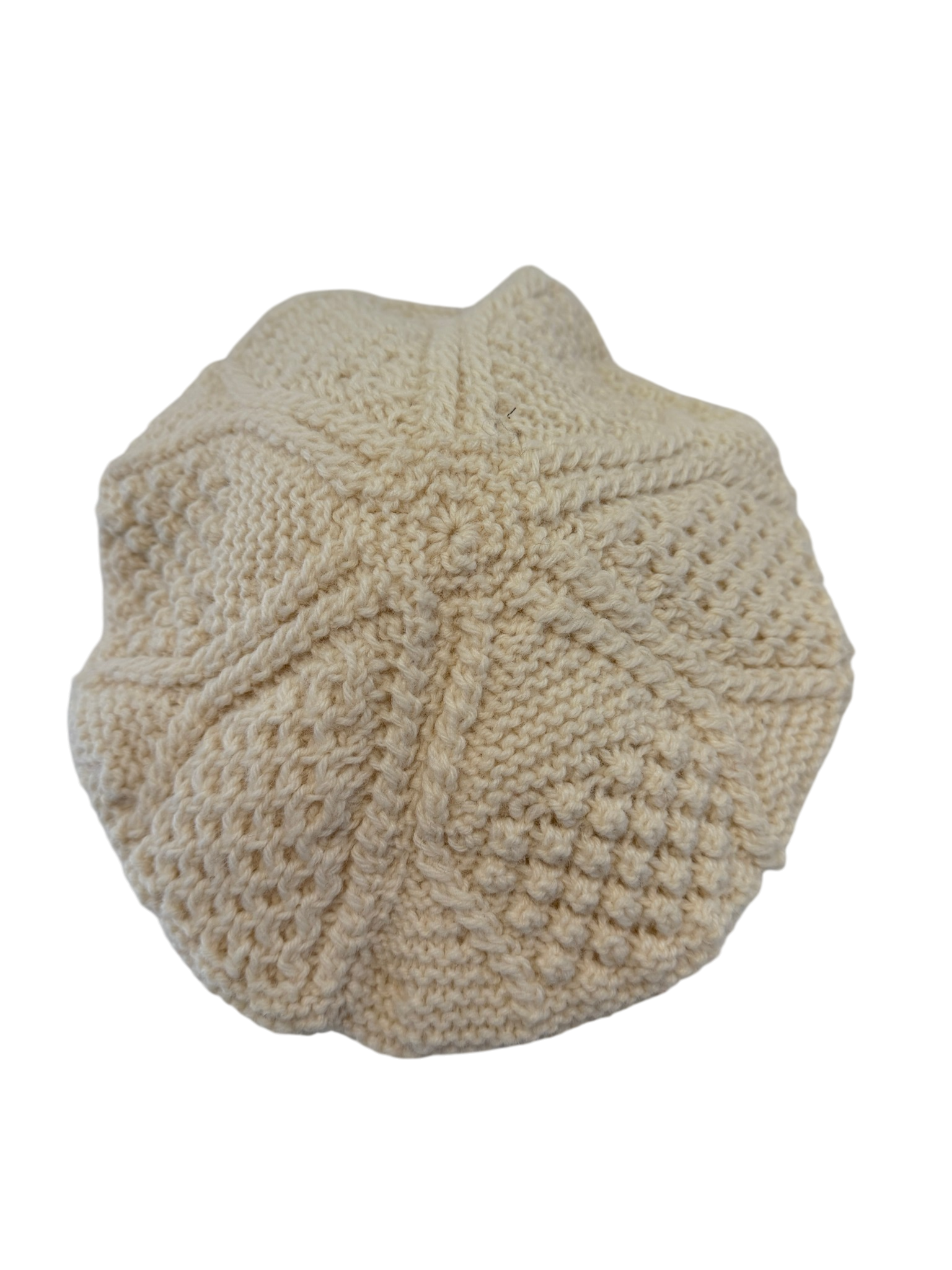 1970s Quill Knit Ivory Aran Sweater & Beret Set (2-Piece)