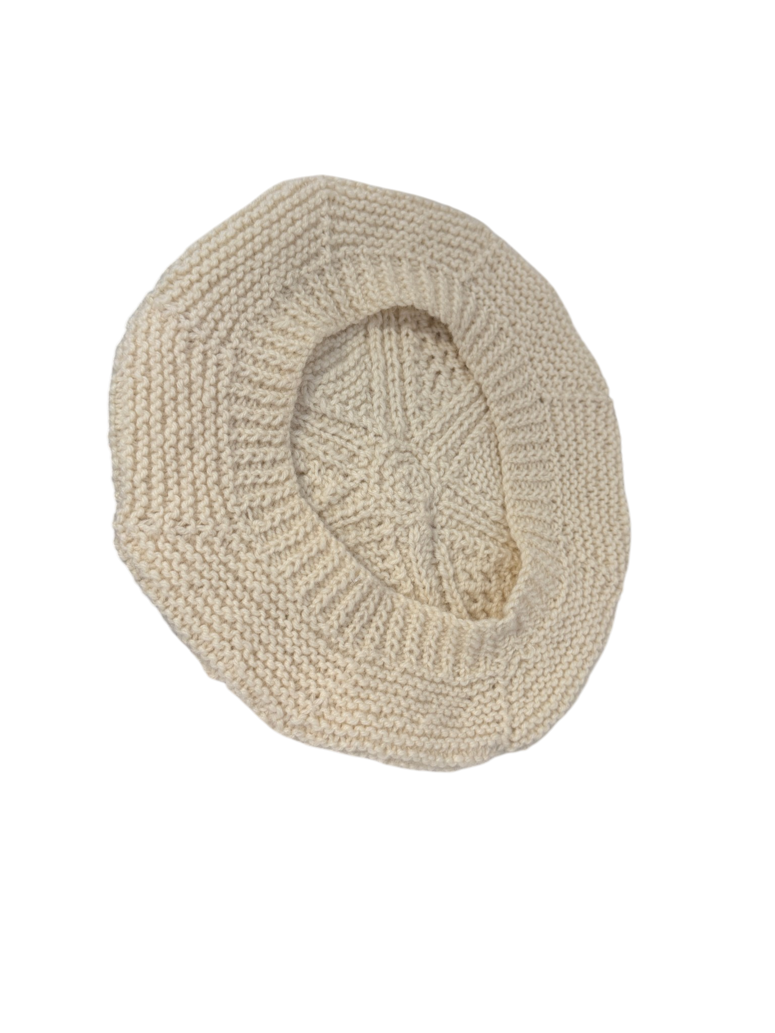 1970s Quill Knit Ivory Aran Sweater & Beret Set (2-Piece)