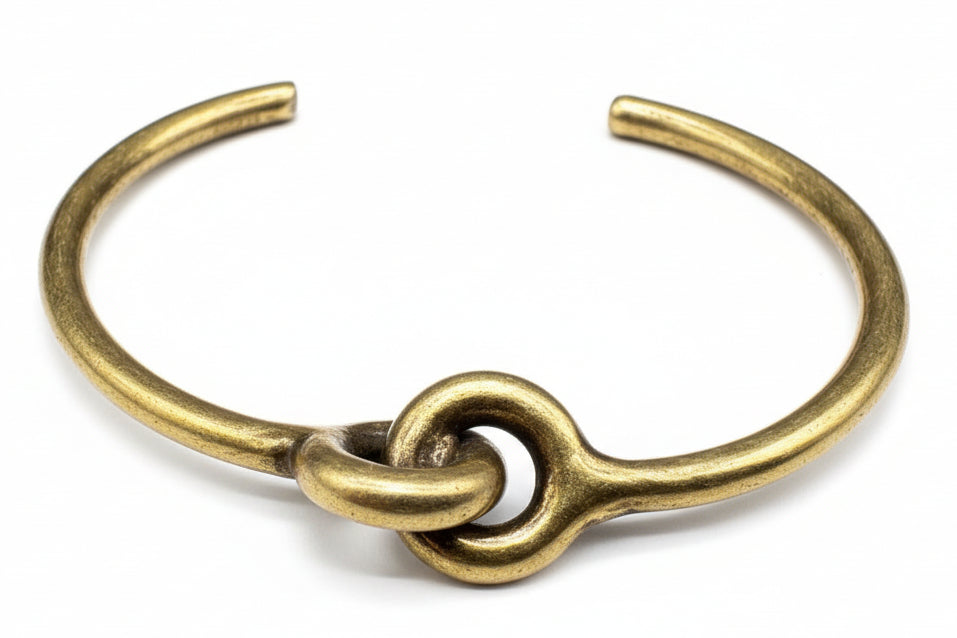 1980s Giles & Brother Brass Interlinked Rings Thin Cuff Bracelet