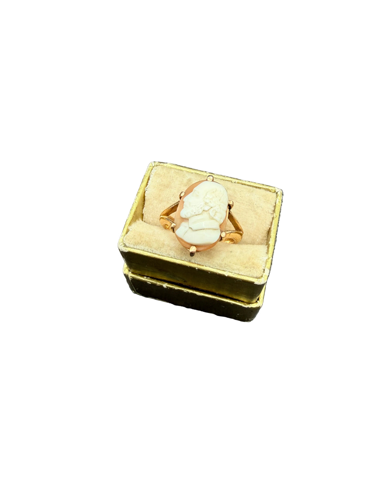 Antique 24K Gold Male Cameo Ring with Left-Facing Portrait