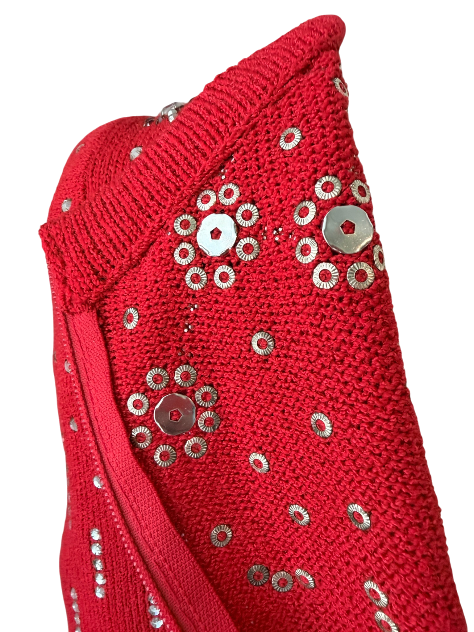 1960s Adolfo Knit Back-Zip Sweater with Rhinestone Studded Detail