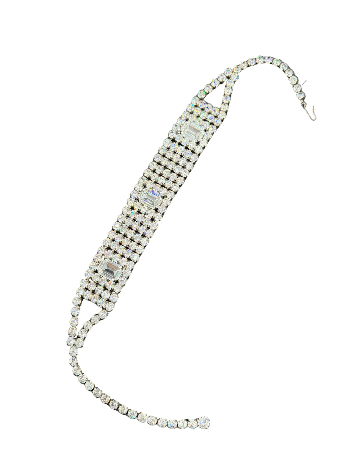 1950s Five-Row Austrian Crystal Choker with Emerald-Cut Stations