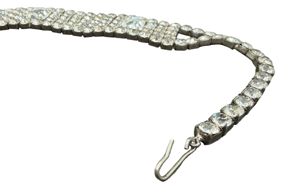 1950s Five-Row Austrian Crystal Choker with Emerald-Cut Stations