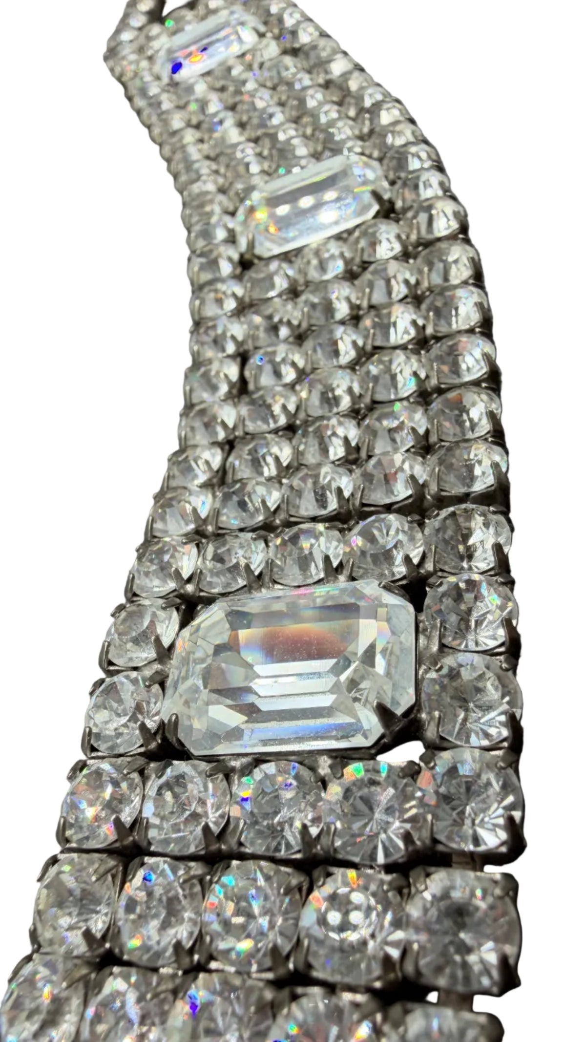 1950s Five-Row Austrian Crystal Choker with Emerald-Cut Stations