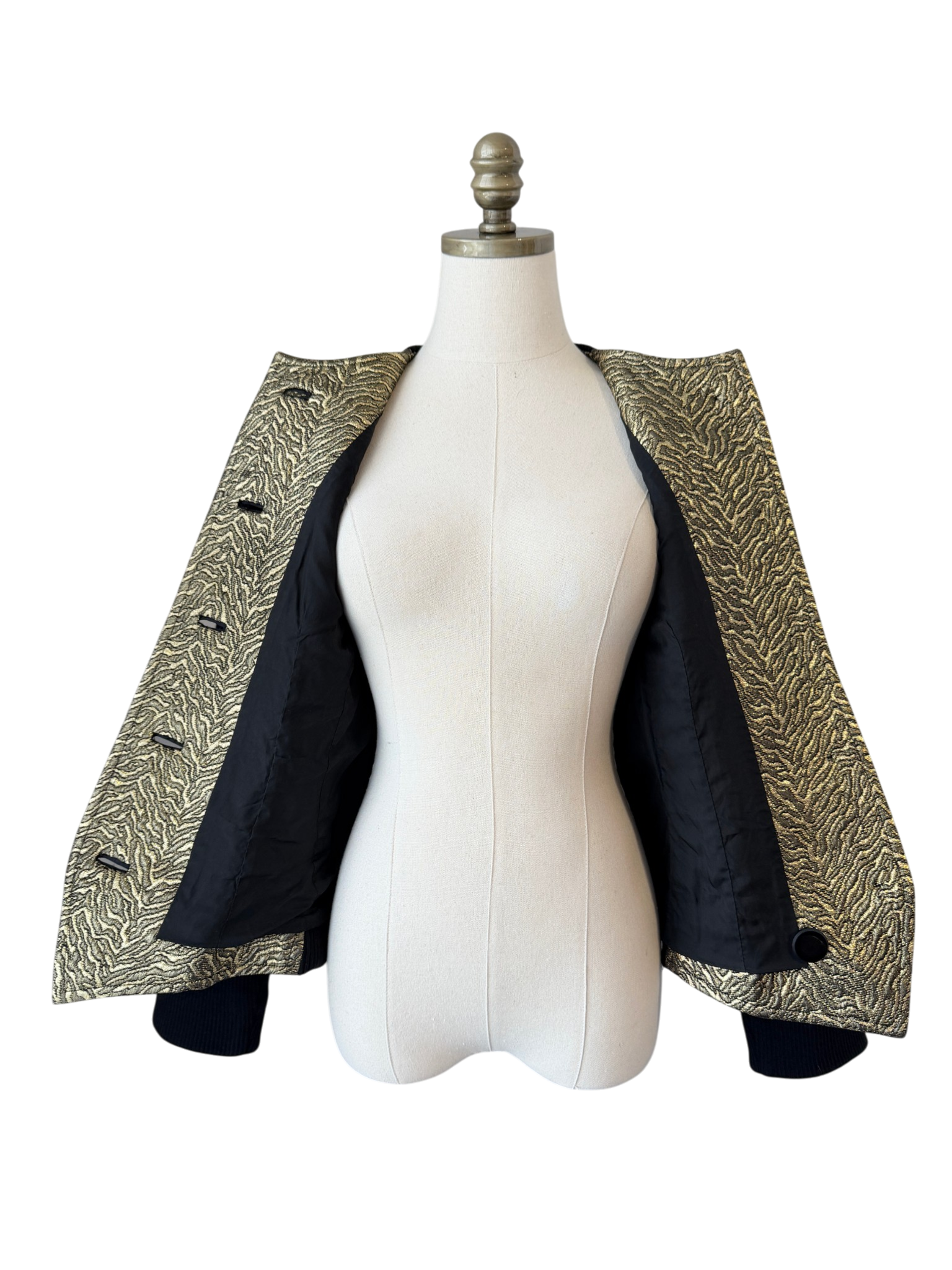 1970s Saint Laurent Gold & Black Lamé Blazer with Knit Back