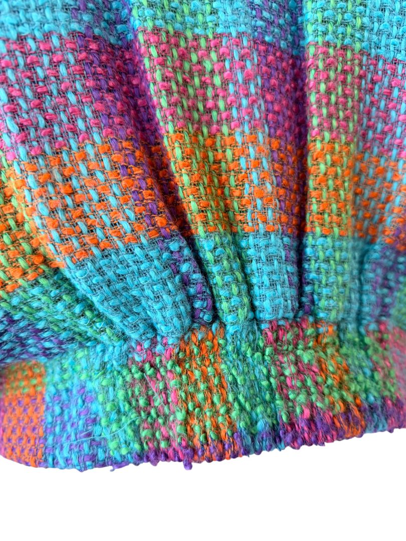 1980s Stijfselkissie by Marijke Benedict Colorful Tweed Cropped Blazer with Fringe
