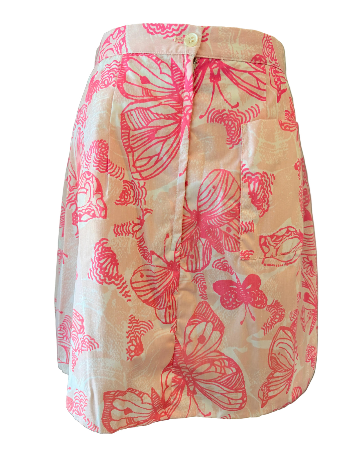 1960s The Lilly Pink Butterfly Print Skort with Front Pocket