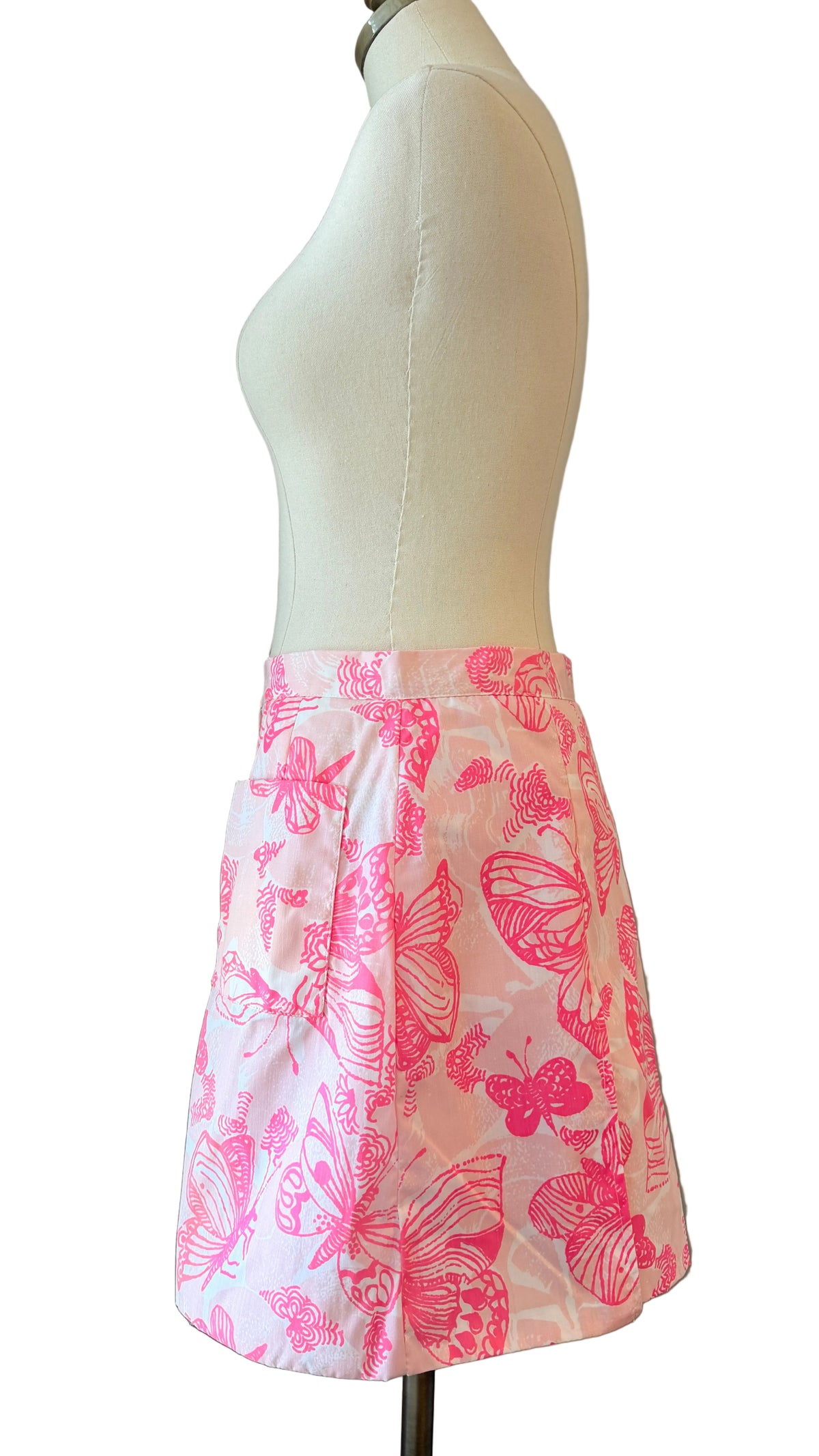 1960s The Lilly Pink Butterfly Print Skort with Front Pocket