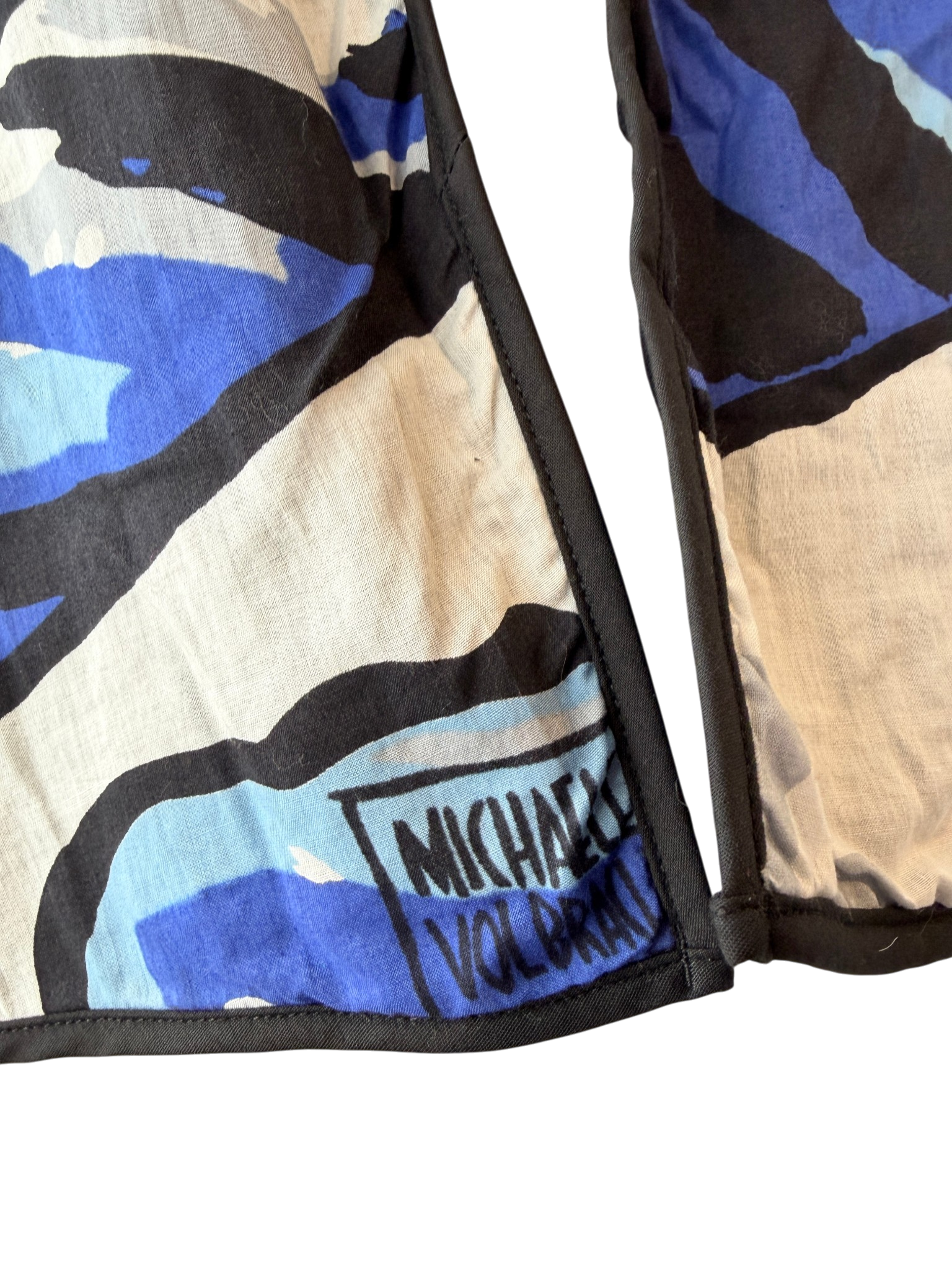 1970s Michaele Vollbracht cotton/terrycloth wearble art "wave" print open jacket