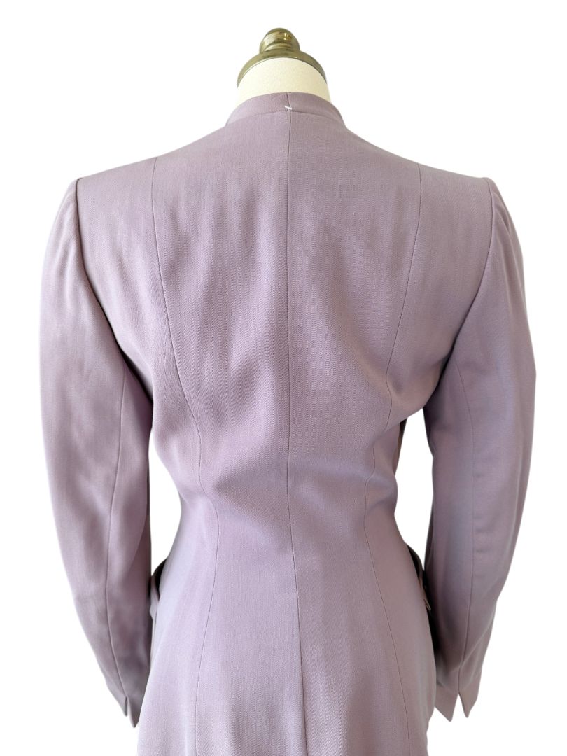 1940s Daniell Inc. Lavender Fitted Blazer with Peplum and Pleated Pockets