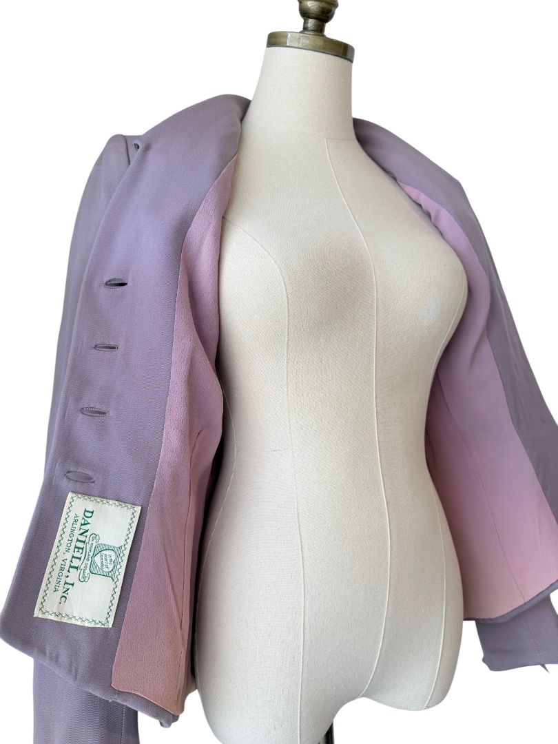 1940s Daniell Inc. Lavender Fitted Blazer with Peplum and Pleated Pockets