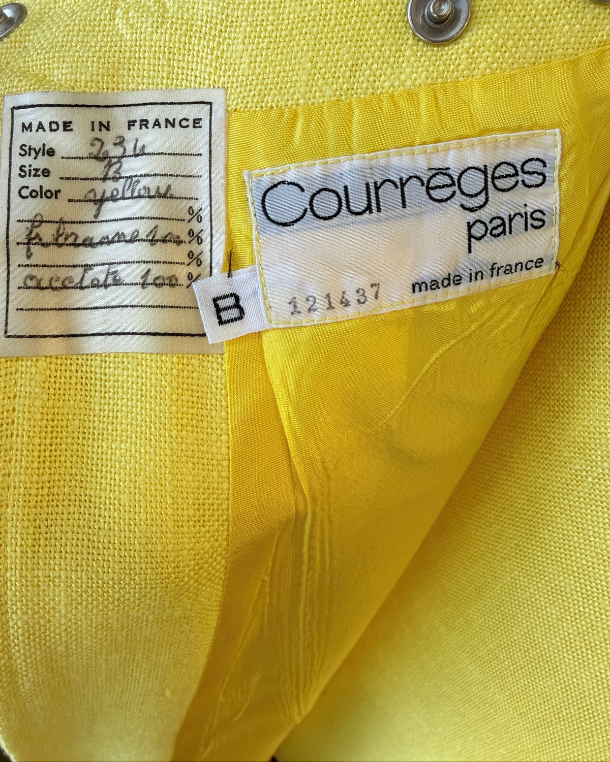 1960s Courrèges Yellow Snap-Front Wrap Skirt