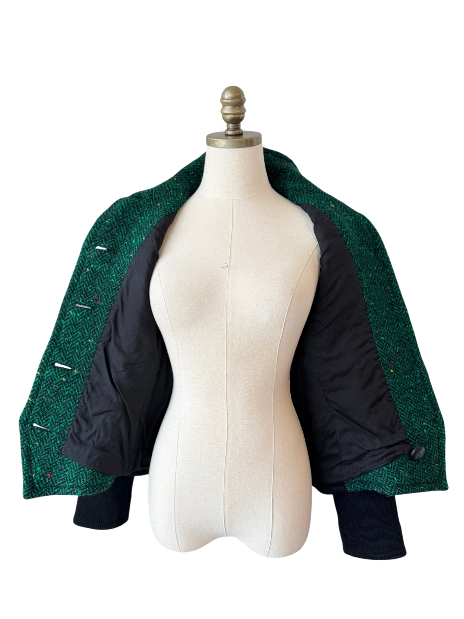 1970s Saint Laurent Green Tweed Blazer with Black Knit Back