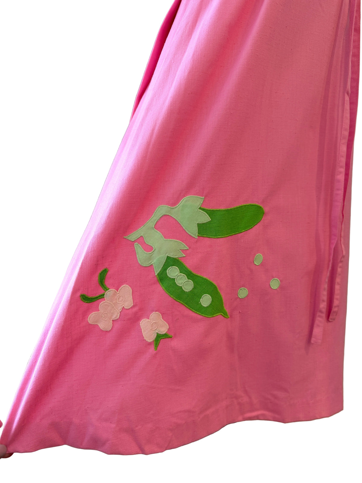 1970s Point of View Pink Wrap Skirt with Pea Appliqués