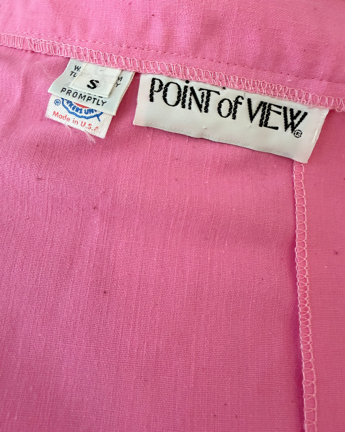 1970s Point of View Pink Wrap Skirt with Pea Appliqués