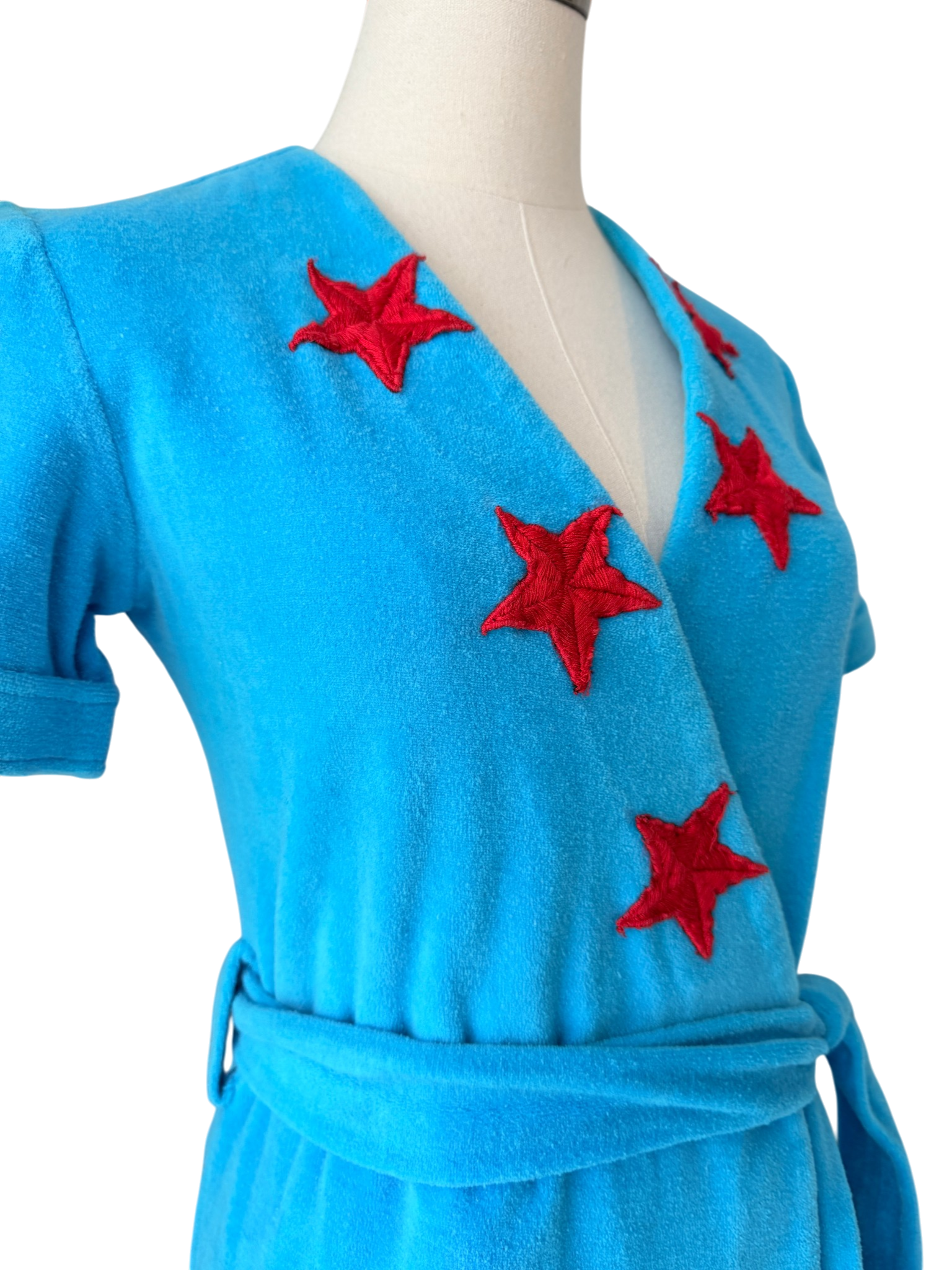 1960s Adrian’s Original Capri Terrycloth Wrap Dress with Red Stars