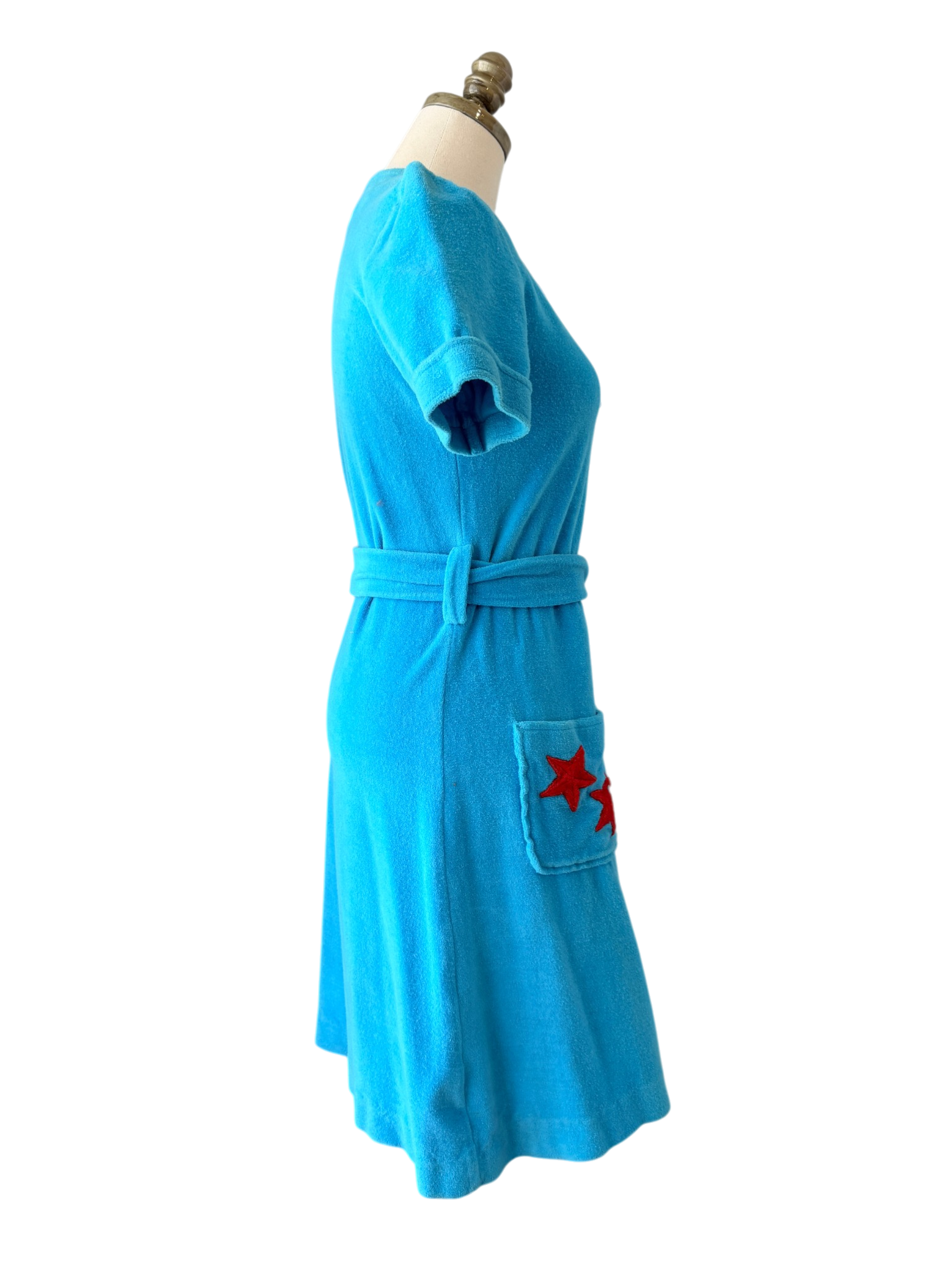 1960s Adrian’s Original Capri Terrycloth Wrap Dress with Red Stars