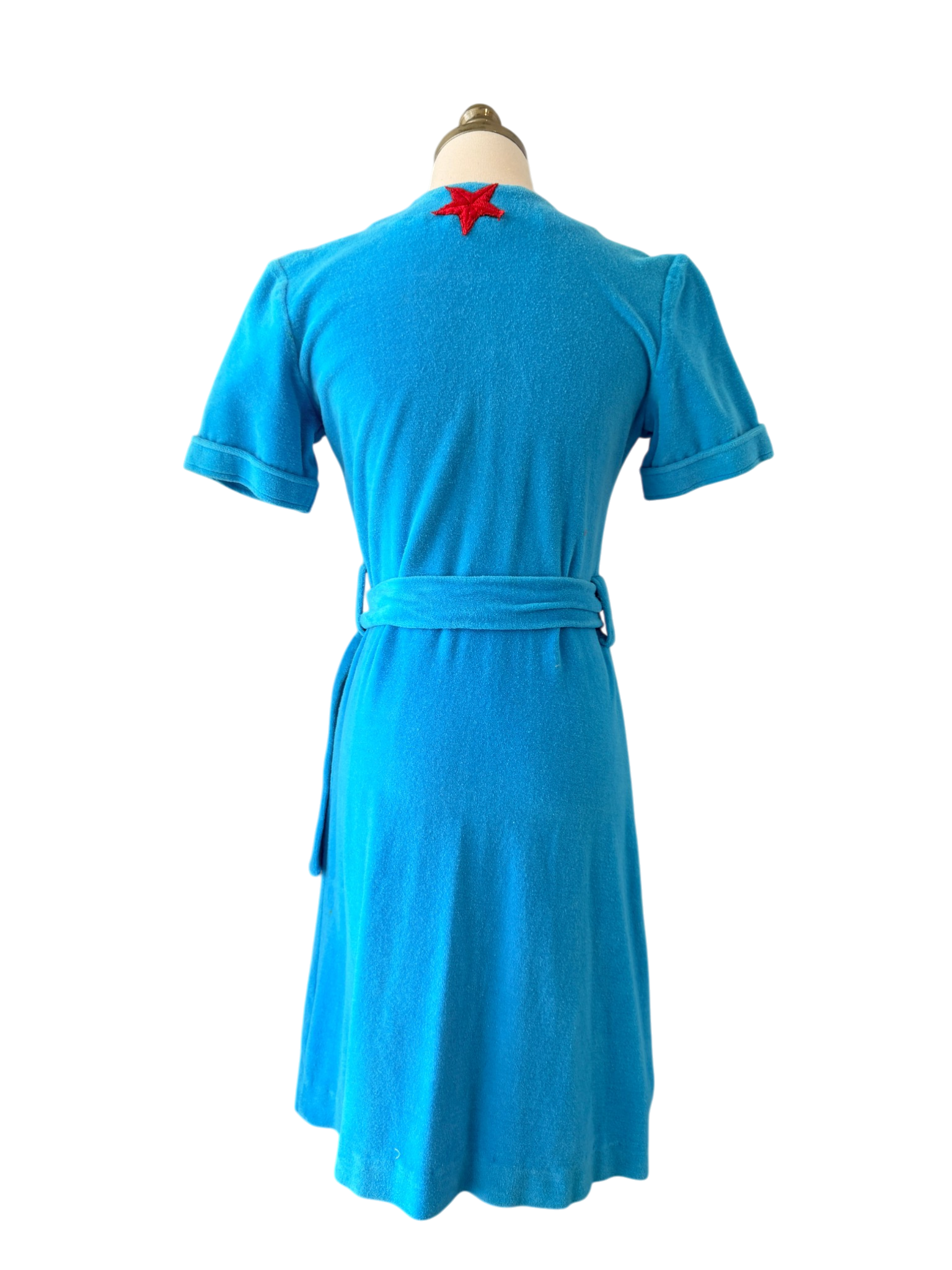 1960s Adrian’s Original Capri Terrycloth Wrap Dress with Red Stars