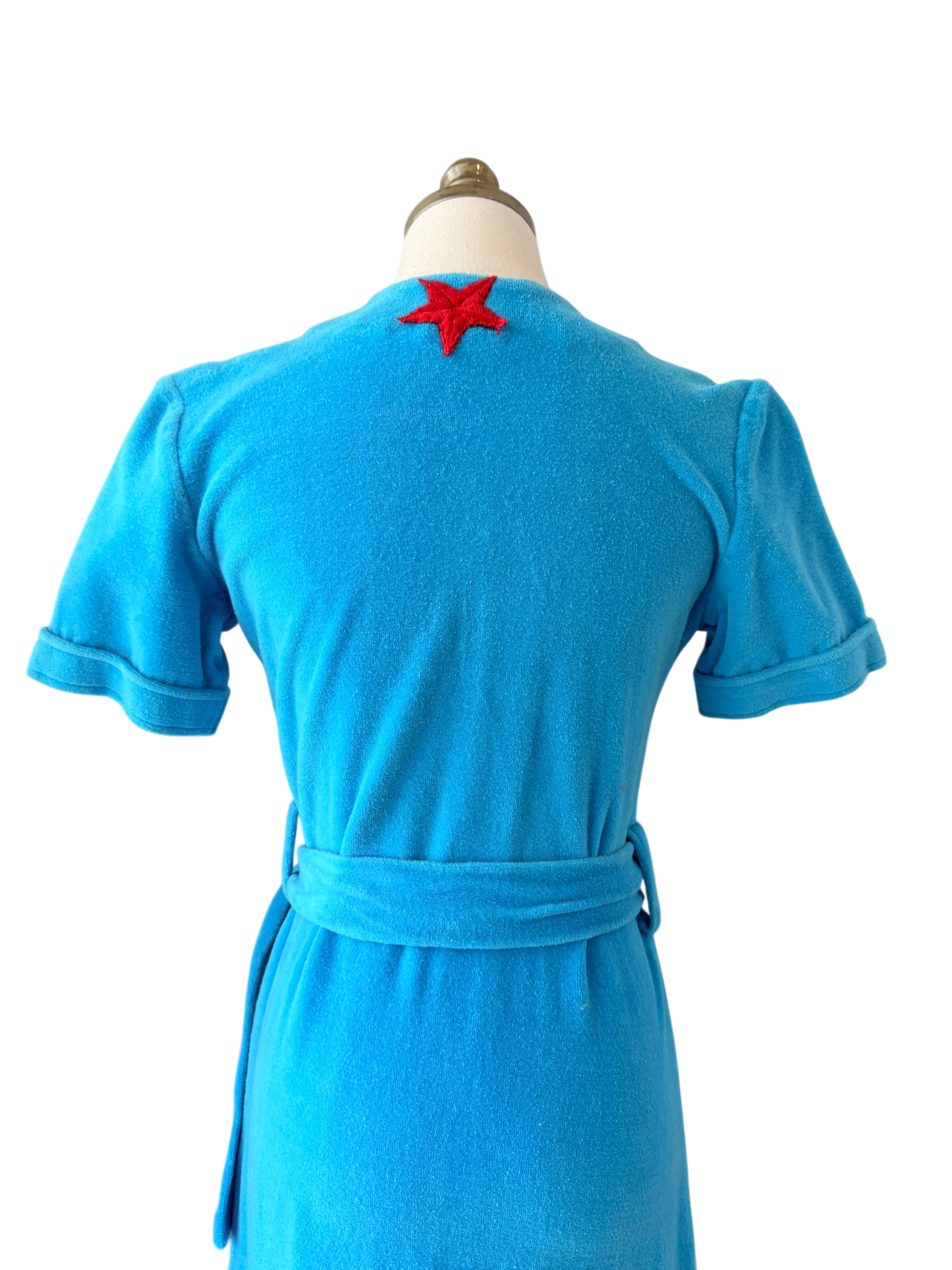 1960s Adrian’s Original Capri Terrycloth Wrap Dress with Red Stars