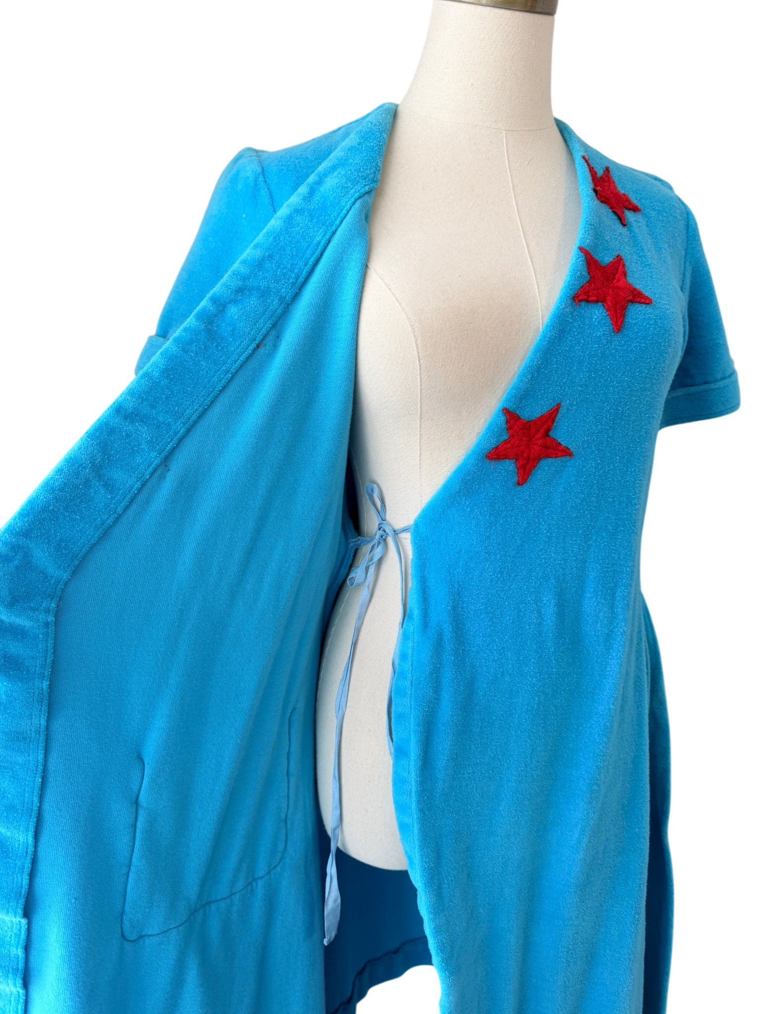 1960s Adrian’s Original Capri Terrycloth Wrap Dress with Red Stars