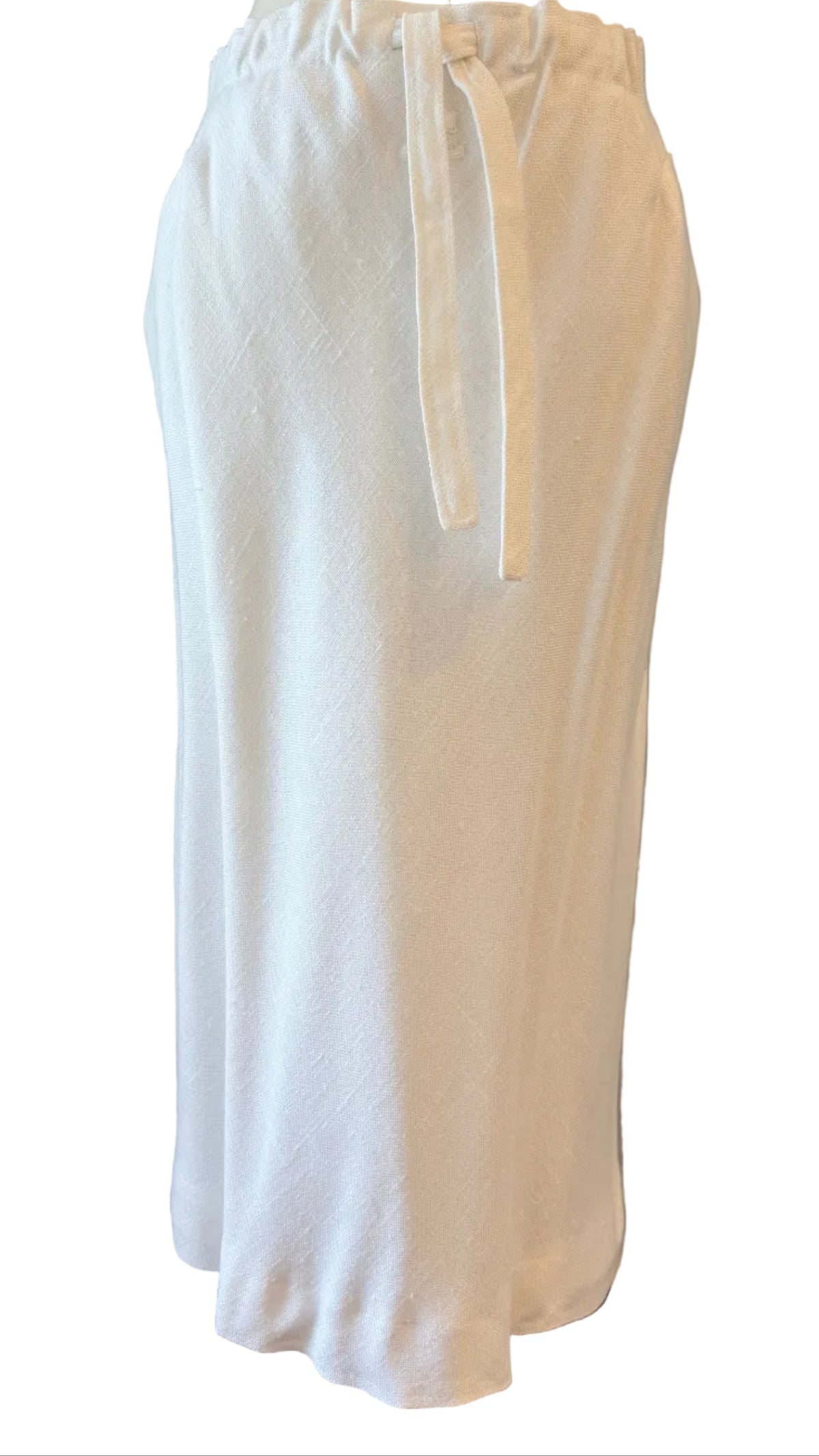 1970s Courrèges Ivory Linen A-Line Skirt with Elastic Waist