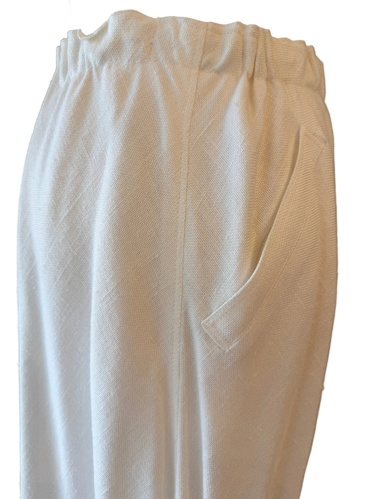 1970s Courrèges Ivory Linen A-Line Skirt with Elastic Waist