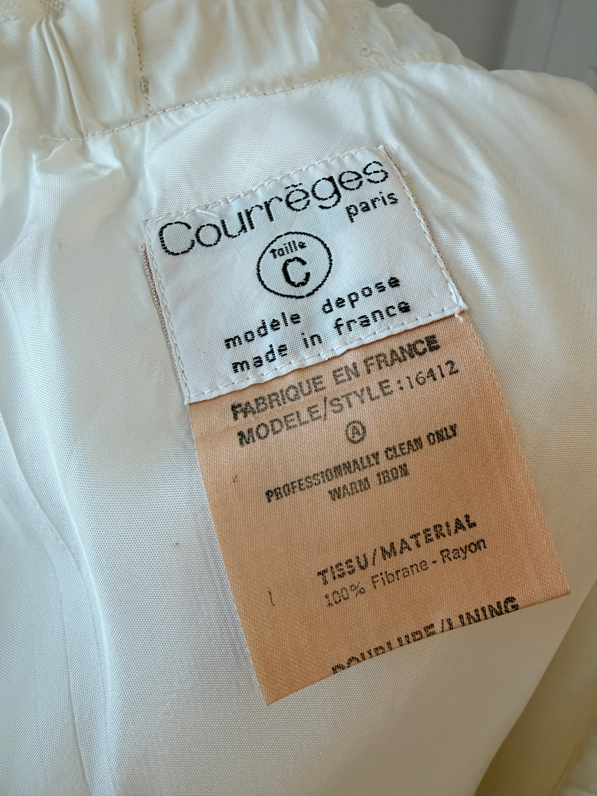 1970s Courrèges Ivory Linen A-Line Skirt with Elastic Waist