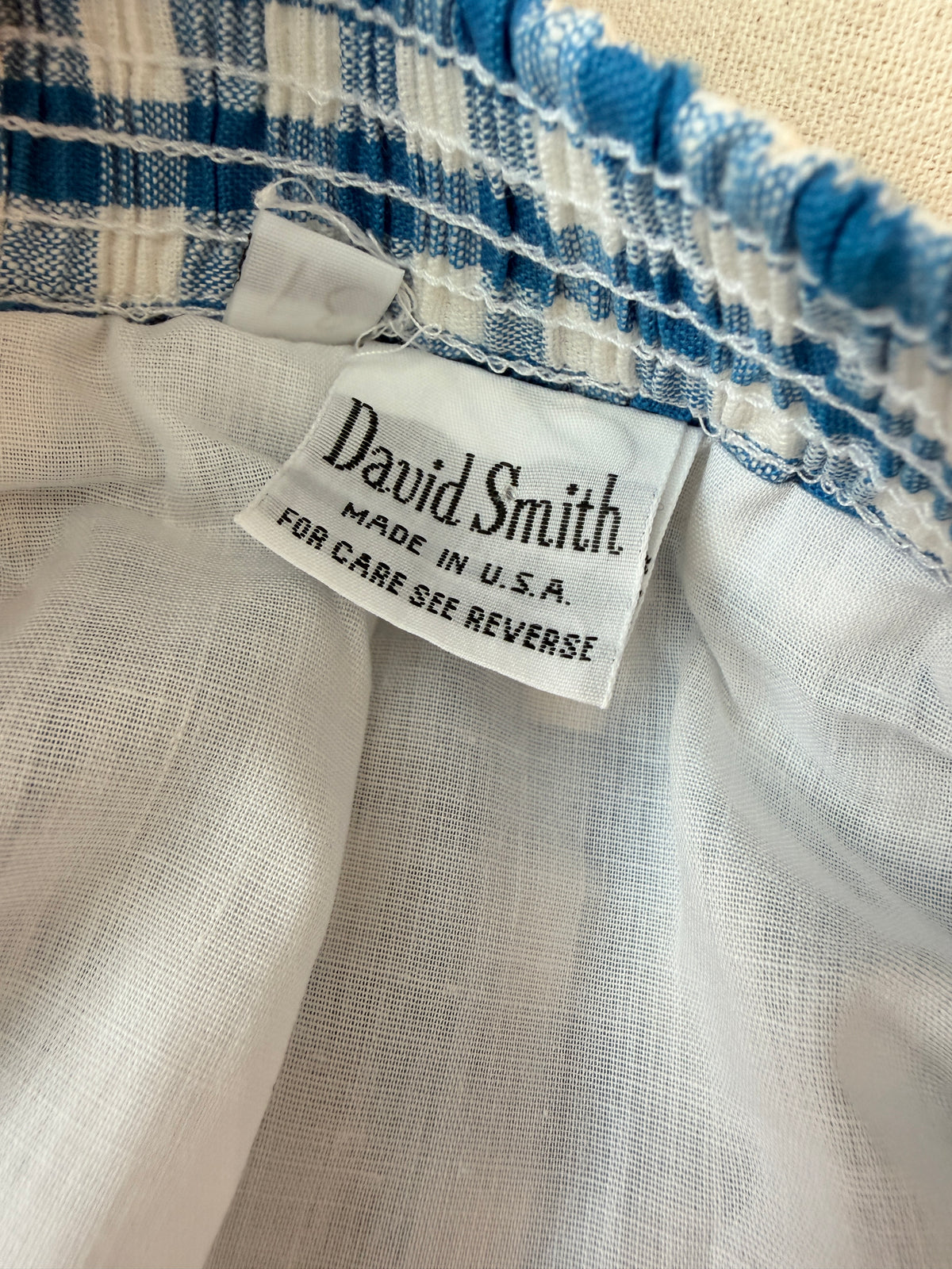 1960s David Smith Blue & White Gingham Skort with Side-Button Waist