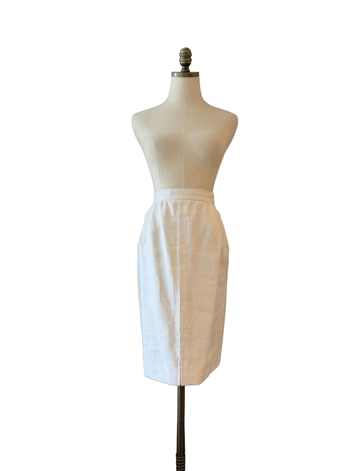 1980s Valentino Ivory Linen Sheath Skirt