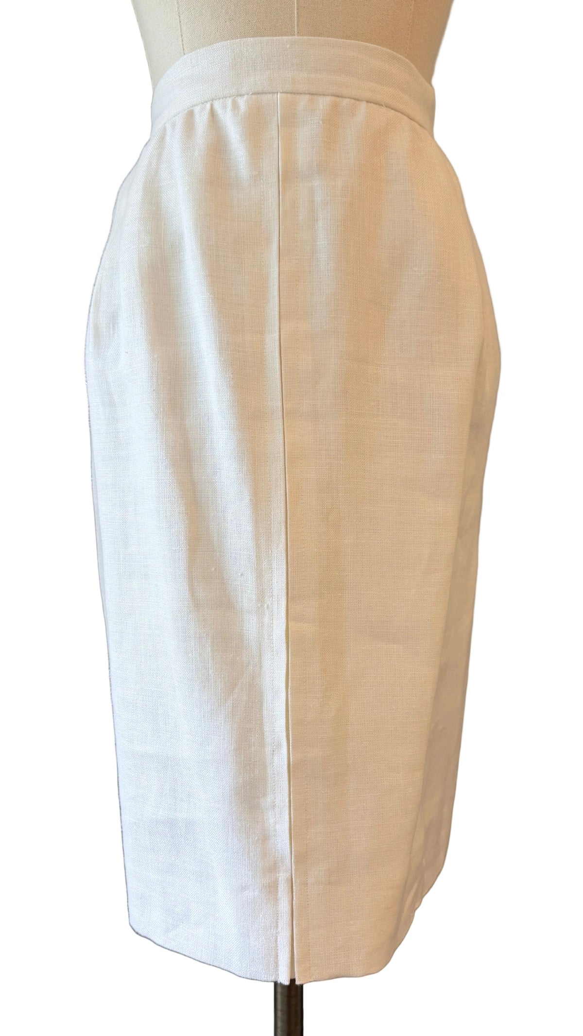 1980s Valentino Ivory Linen Sheath Skirt
