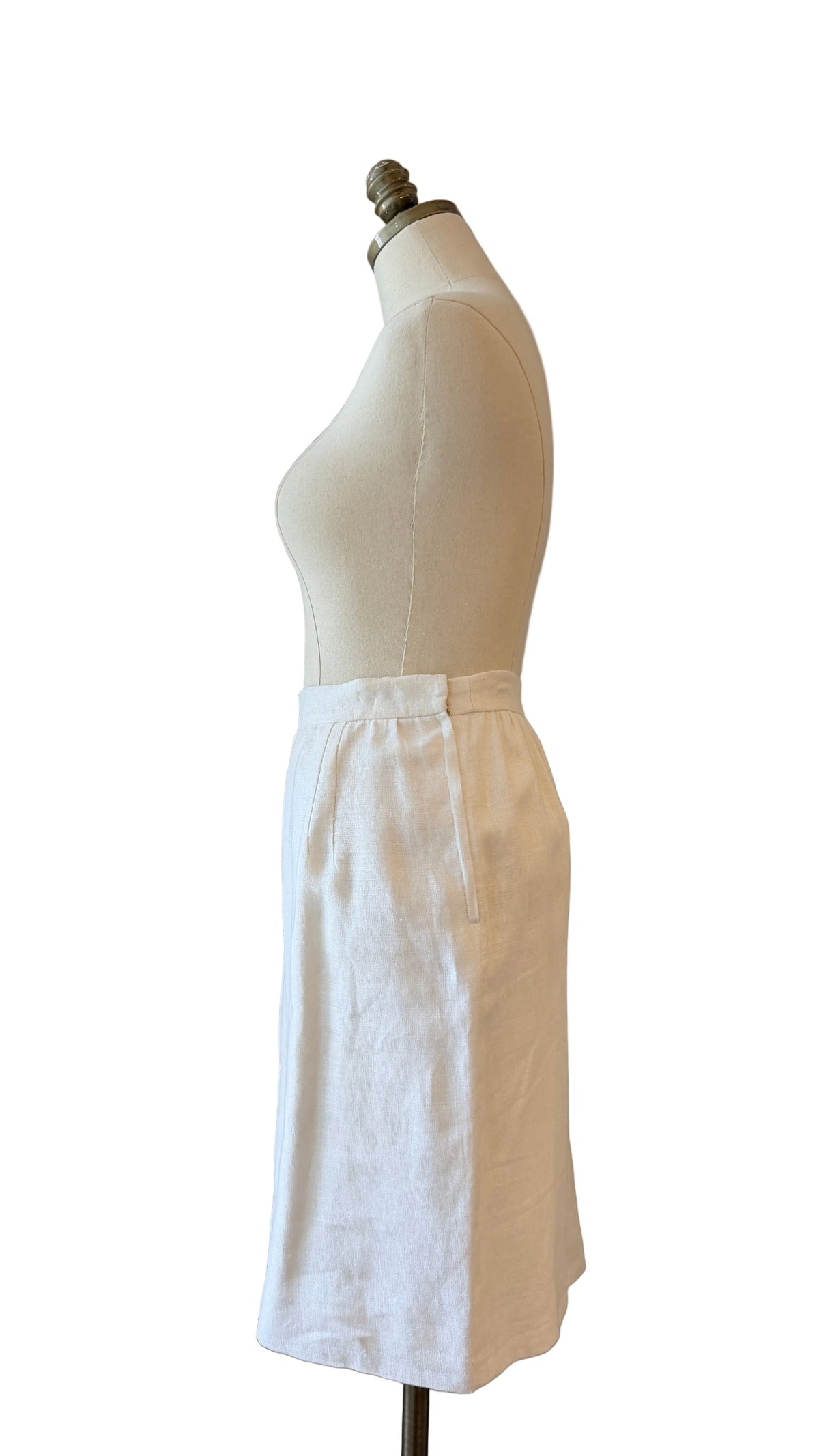 1980s Valentino Ivory Linen Sheath Skirt