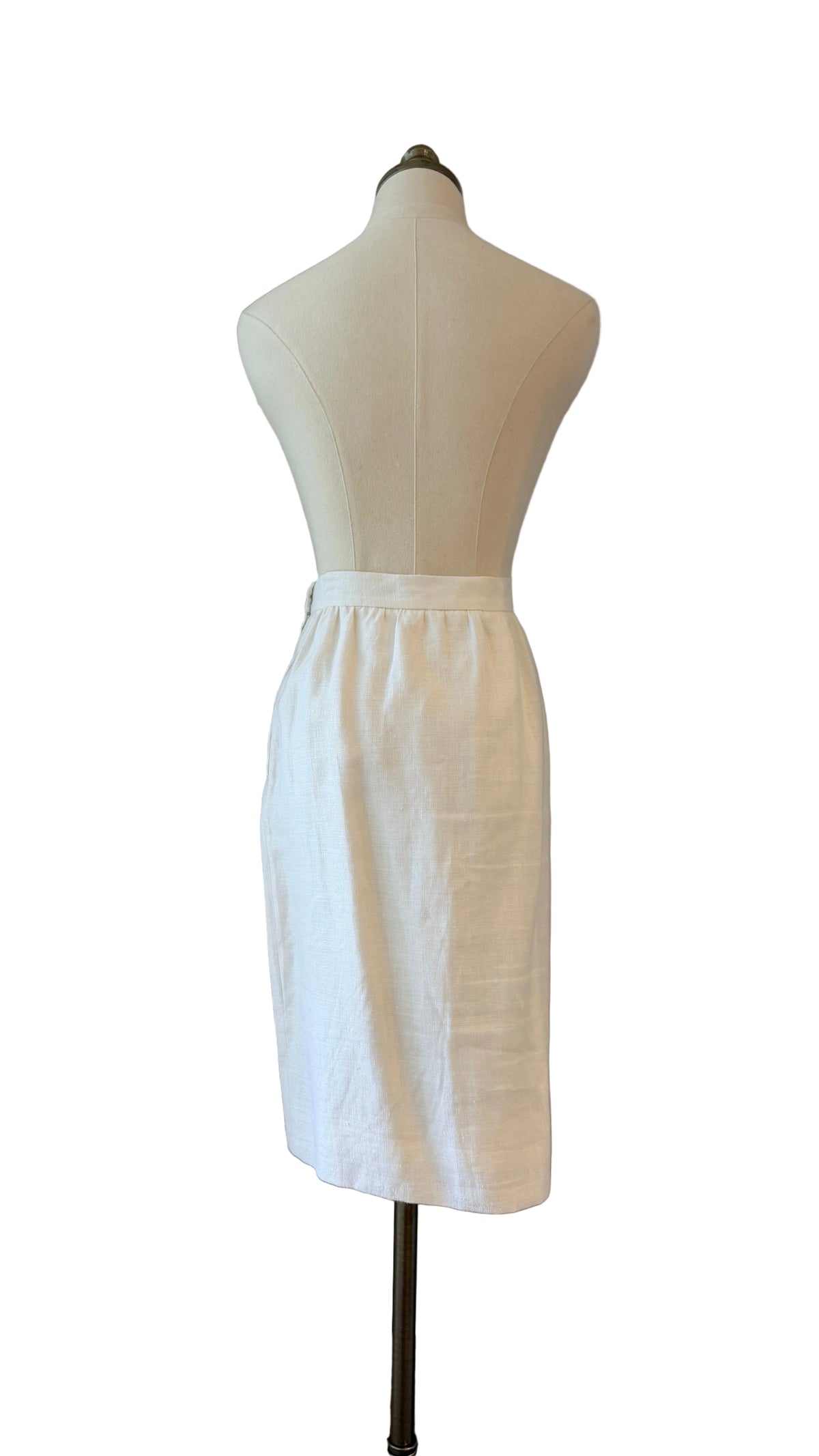 1980s Valentino Ivory Linen Sheath Skirt