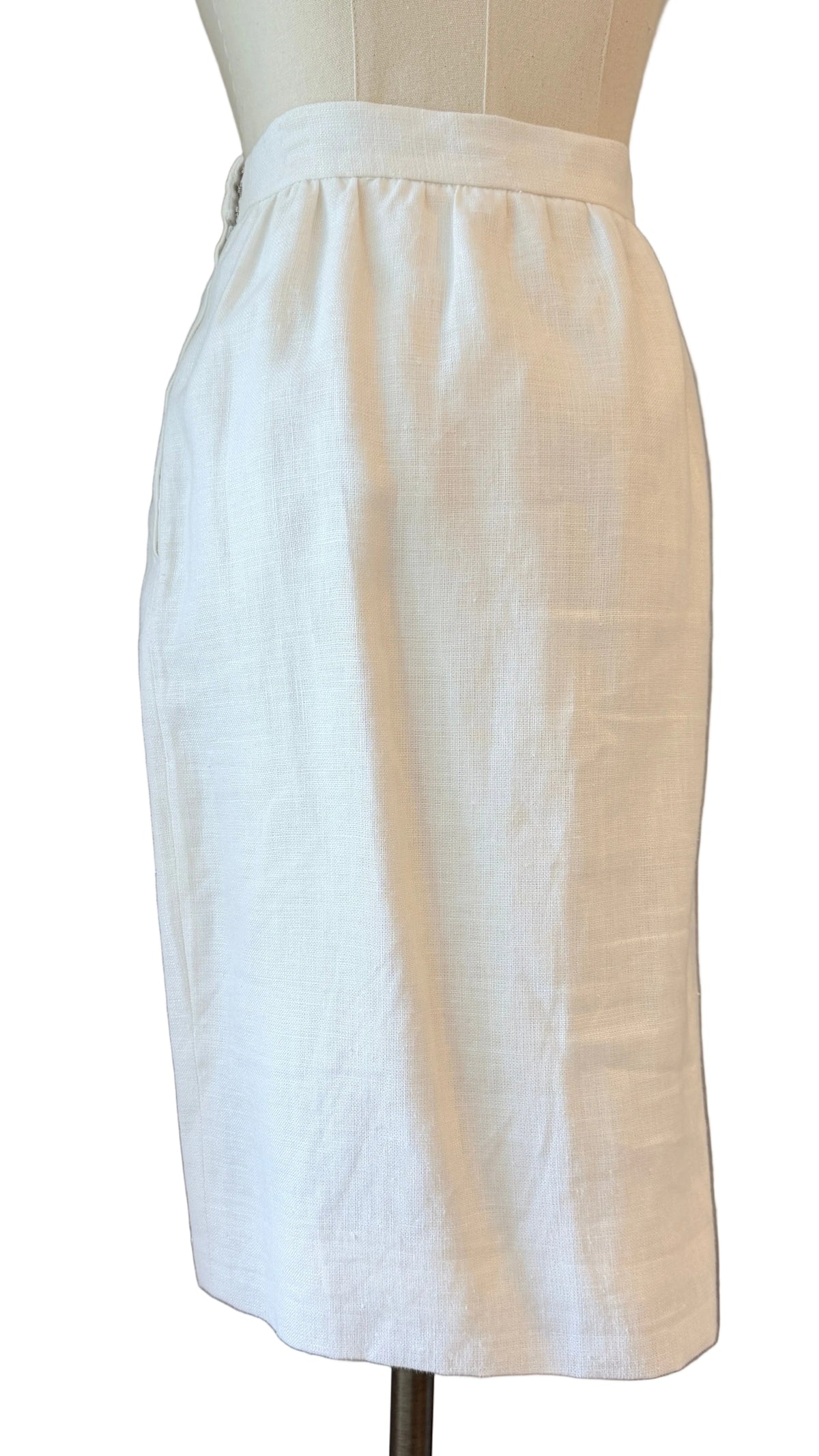 1980s Valentino Ivory Linen Sheath Skirt