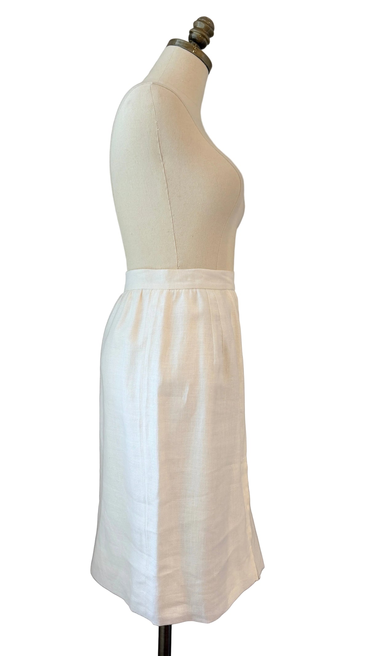 1980s Valentino Ivory Linen Sheath Skirt