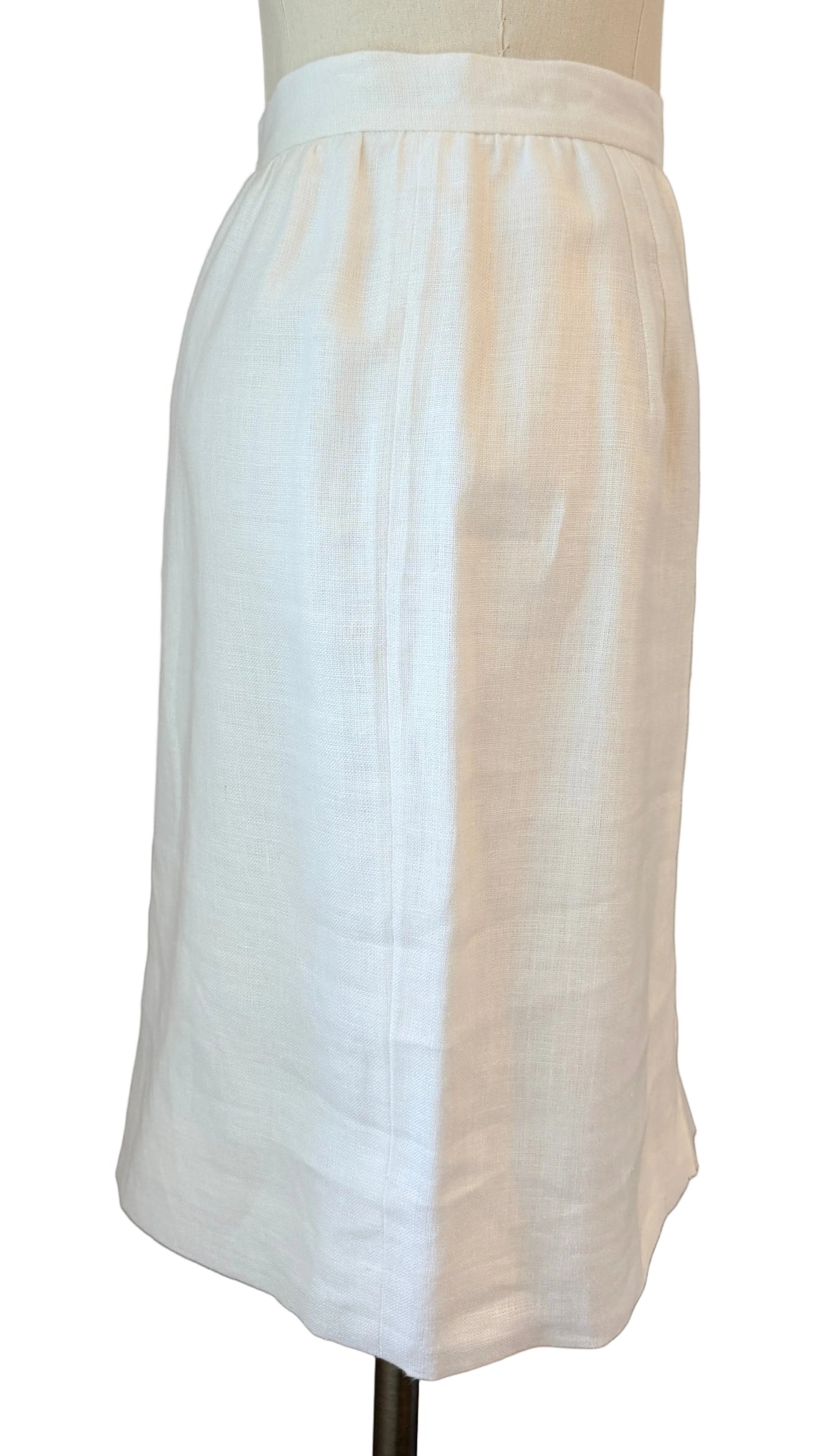 1980s Valentino Ivory Linen Sheath Skirt
