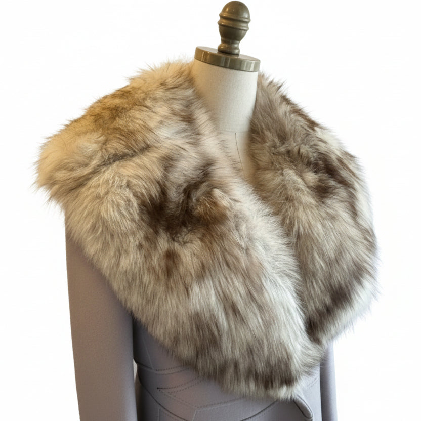 1950s Werly Paris Grey Wool Coat with Arctic Fox Removable Fur Collar