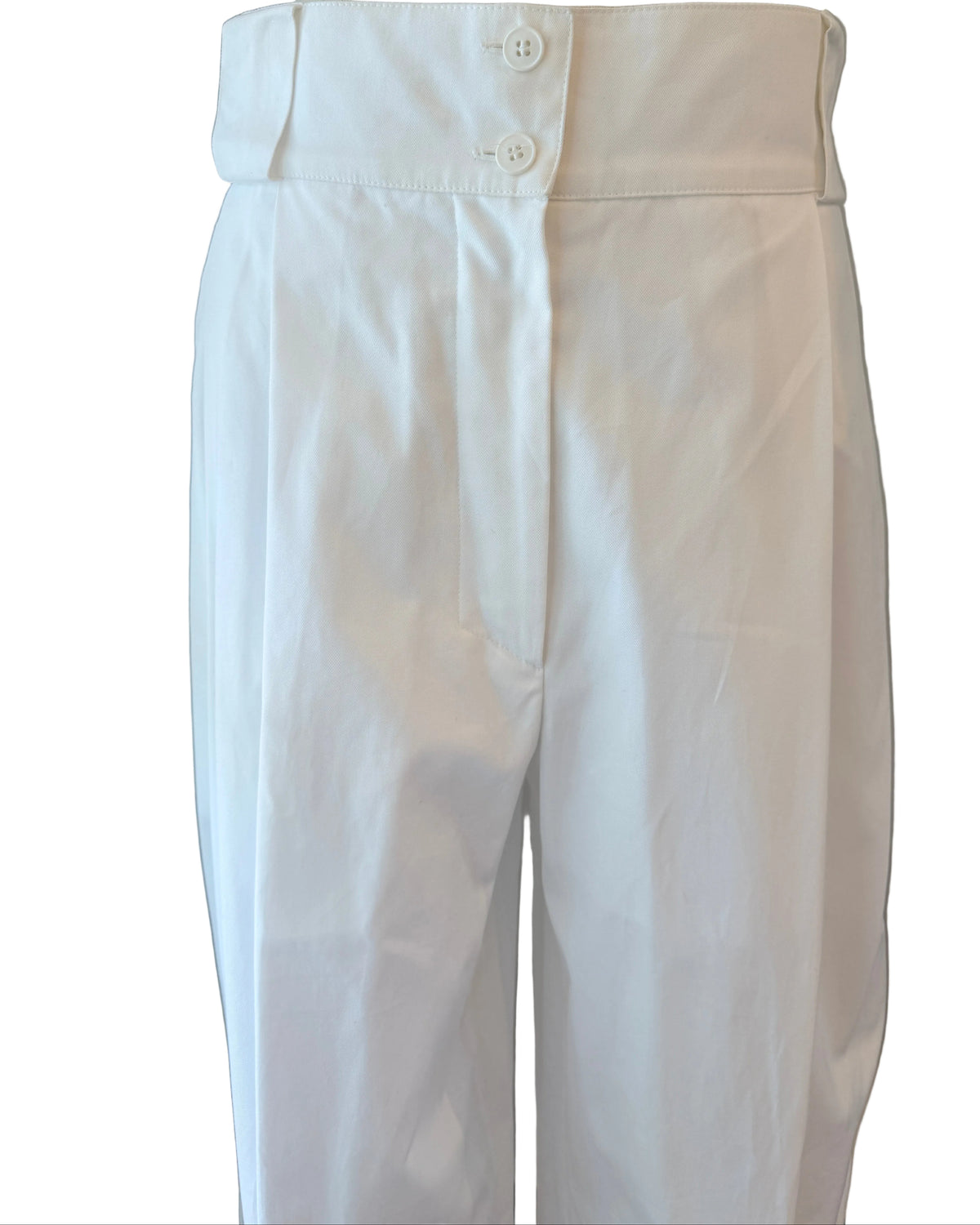 1980s Christian Lacroix White Pleat-Front Cuffed Wide-Leg Pants